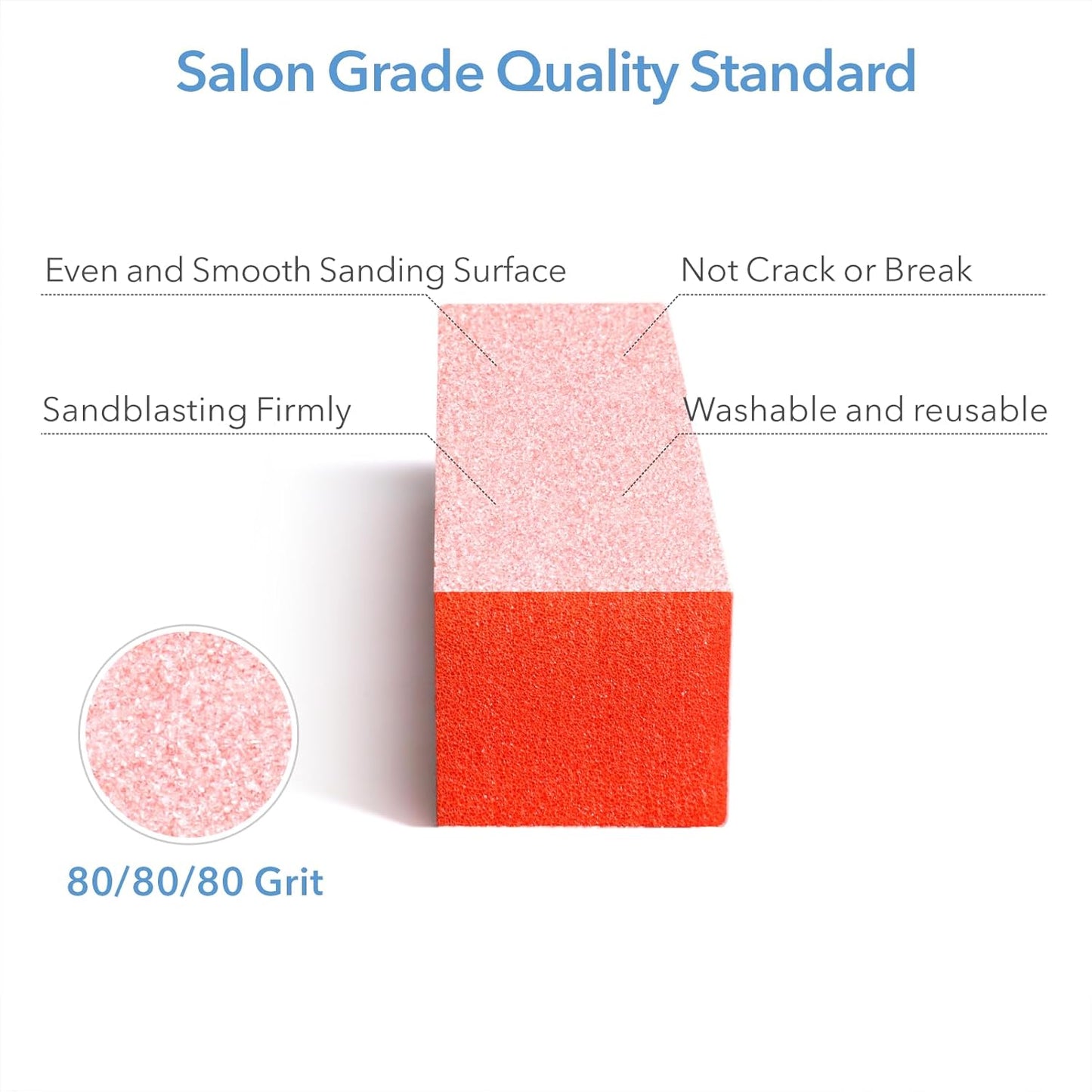 Nail Buffer Block, Coarse Grit 80/80/80, 3.5" Long, 3 Way Buff for Acrylic Nail Gel Polish Nail, Pedicure, Manicure 10 Count, Orange