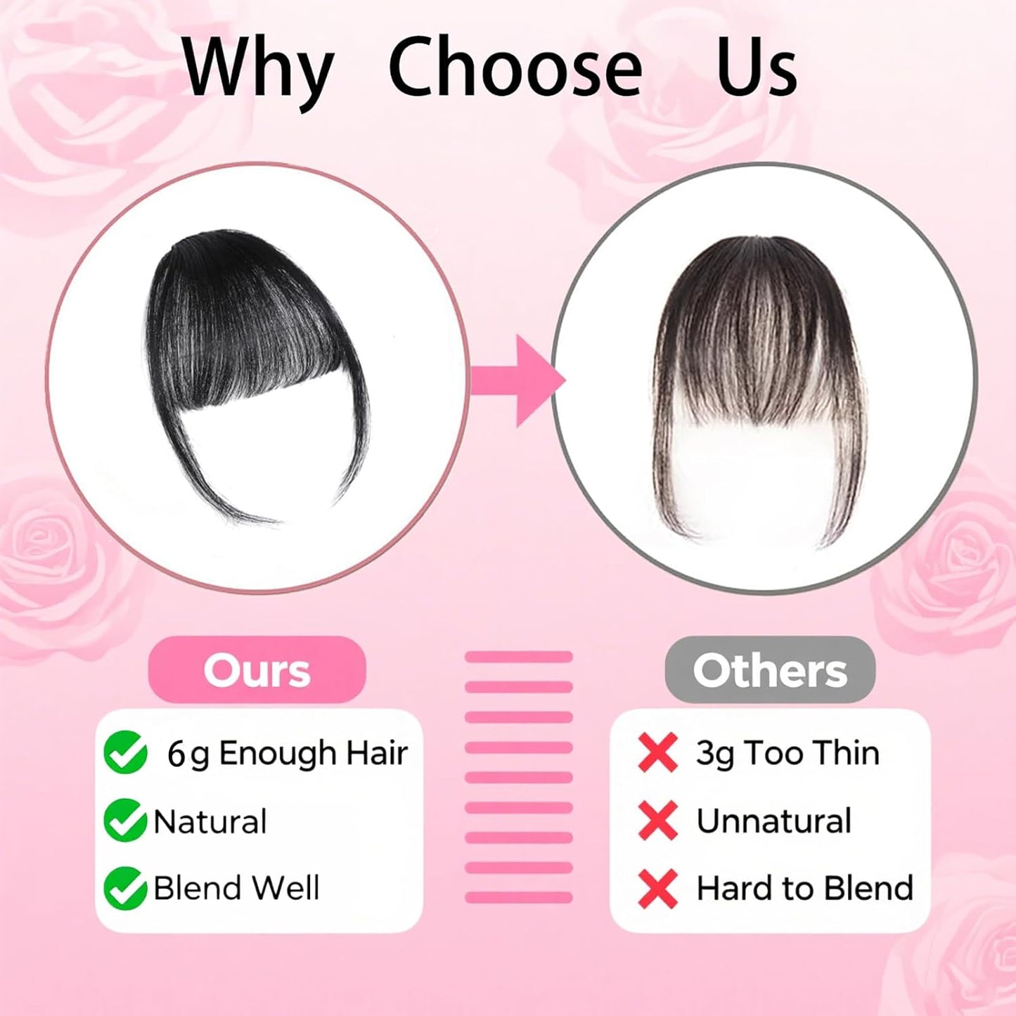 Black Bangs Hair Clip - Temples Wispy Bangs Hair Extensions for Women,Fake Bangs Clip,Clip on Bang for Daily Wear made of Japanese A class synthetic fiber