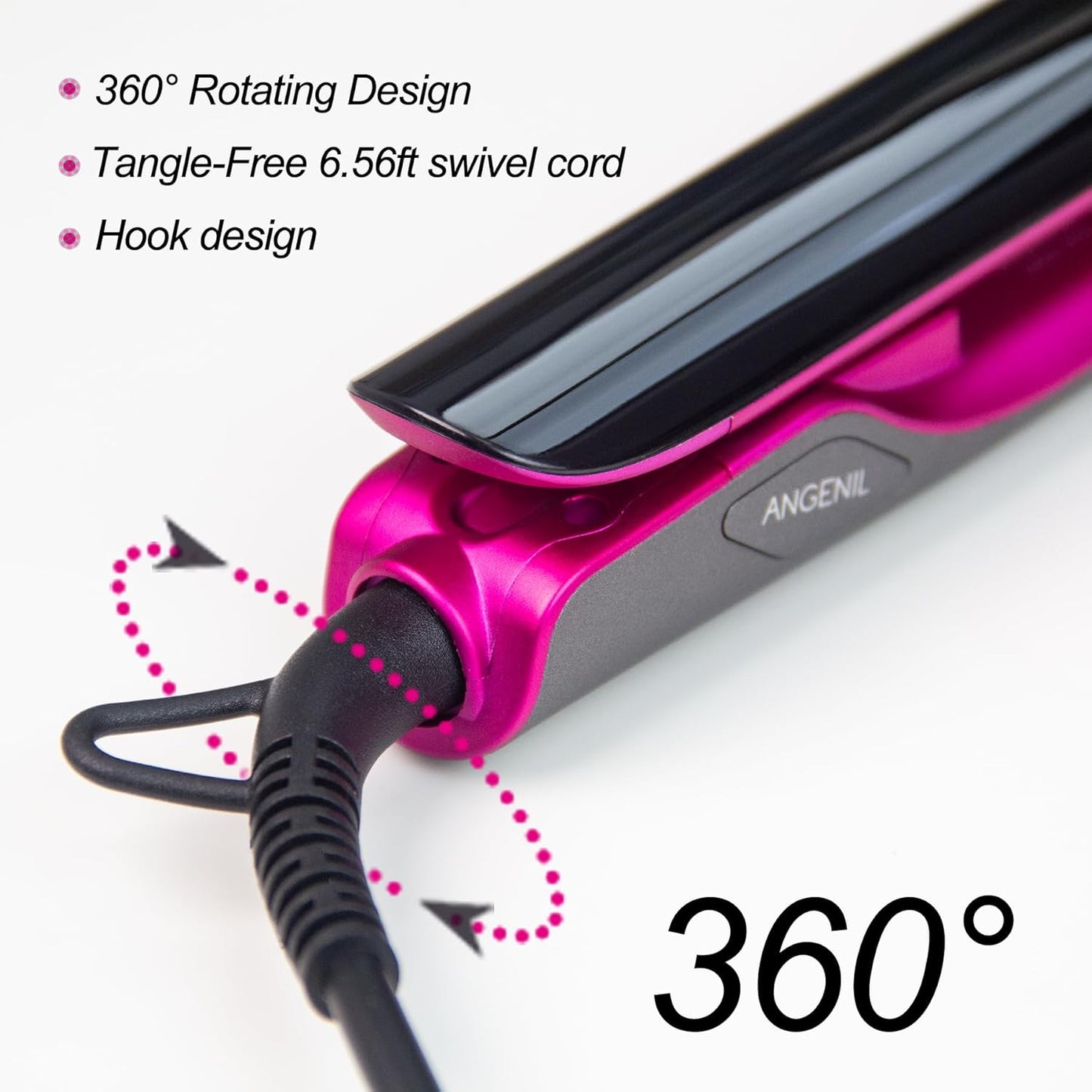 ANGENIL Professional Titanium Flat Iron Hair Straightener and Curler 2 in 1, Dual Voltage Hair Straighteners for Women, 20S Fast Heating Flat Iron 1-inch with Anti-scalding and Anti-Slip Silicone Mat