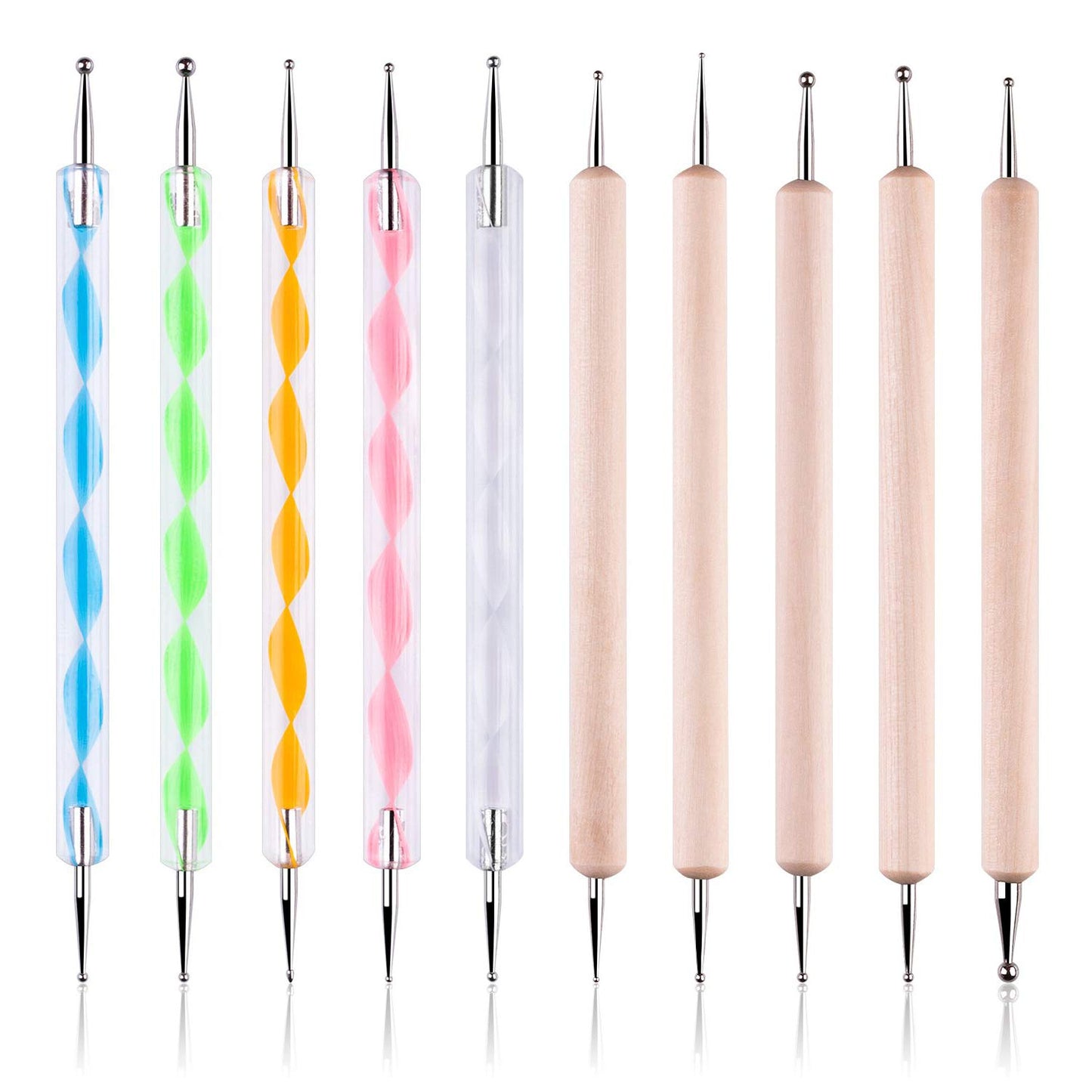 10 pc 2 Way Dotting Pen Tool Nail Art Tip Dot Paint Manicure kit, Embossing Stylus for Painting