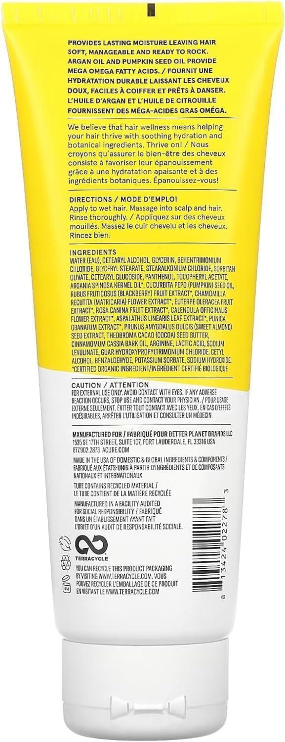 Acure Ultra Hydrating Conditioner, Yellow, Pumpkin, 8 Fl Oz- Pack of 2