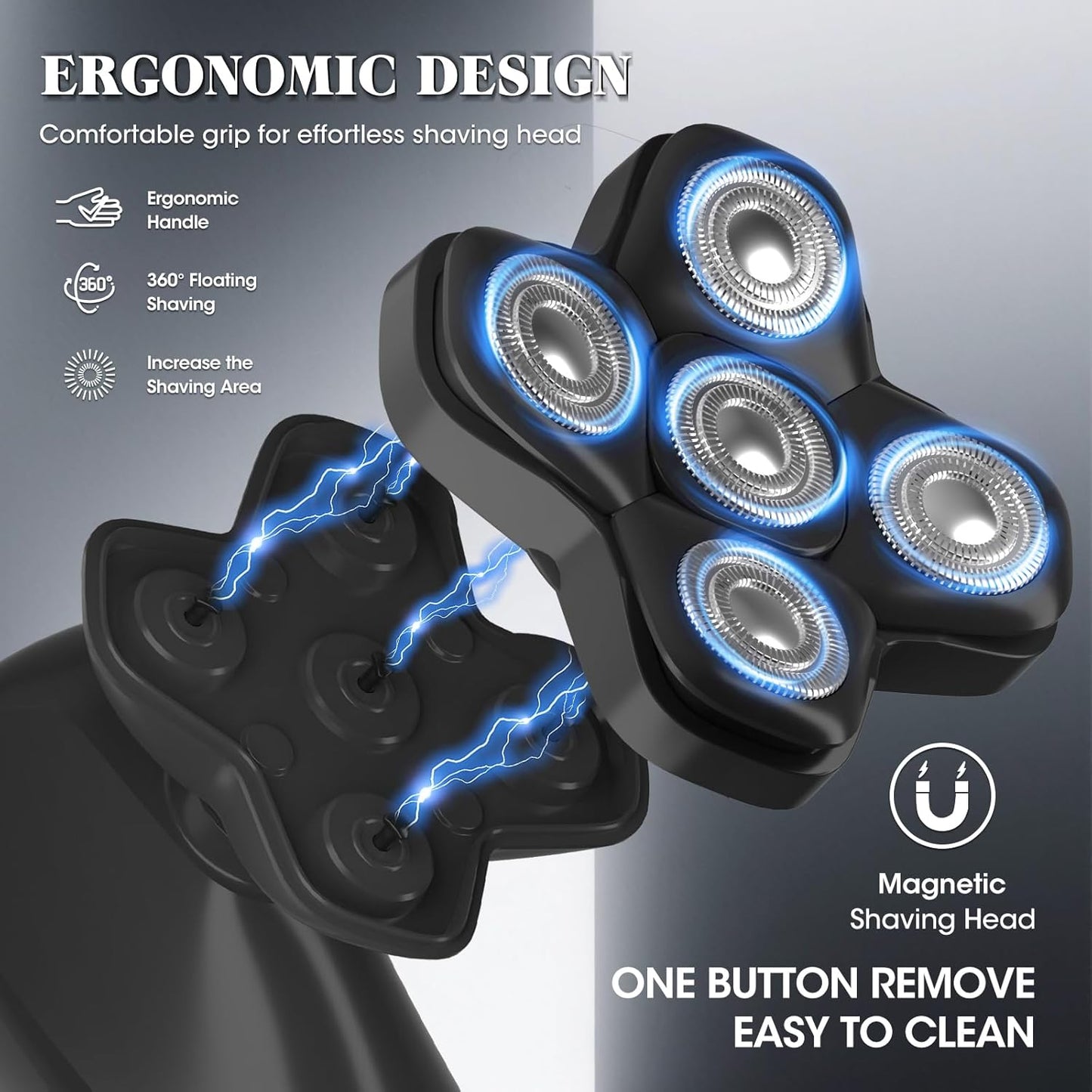 Beard Trimmer for Men Groin & Body Hair Trimmer, Nose & Ear Clipper Head Razors for Bald Men, 5 in 1 Waterproof Manscape Kit with Travel Case, LED Display, Grooming Kit Gift for Him