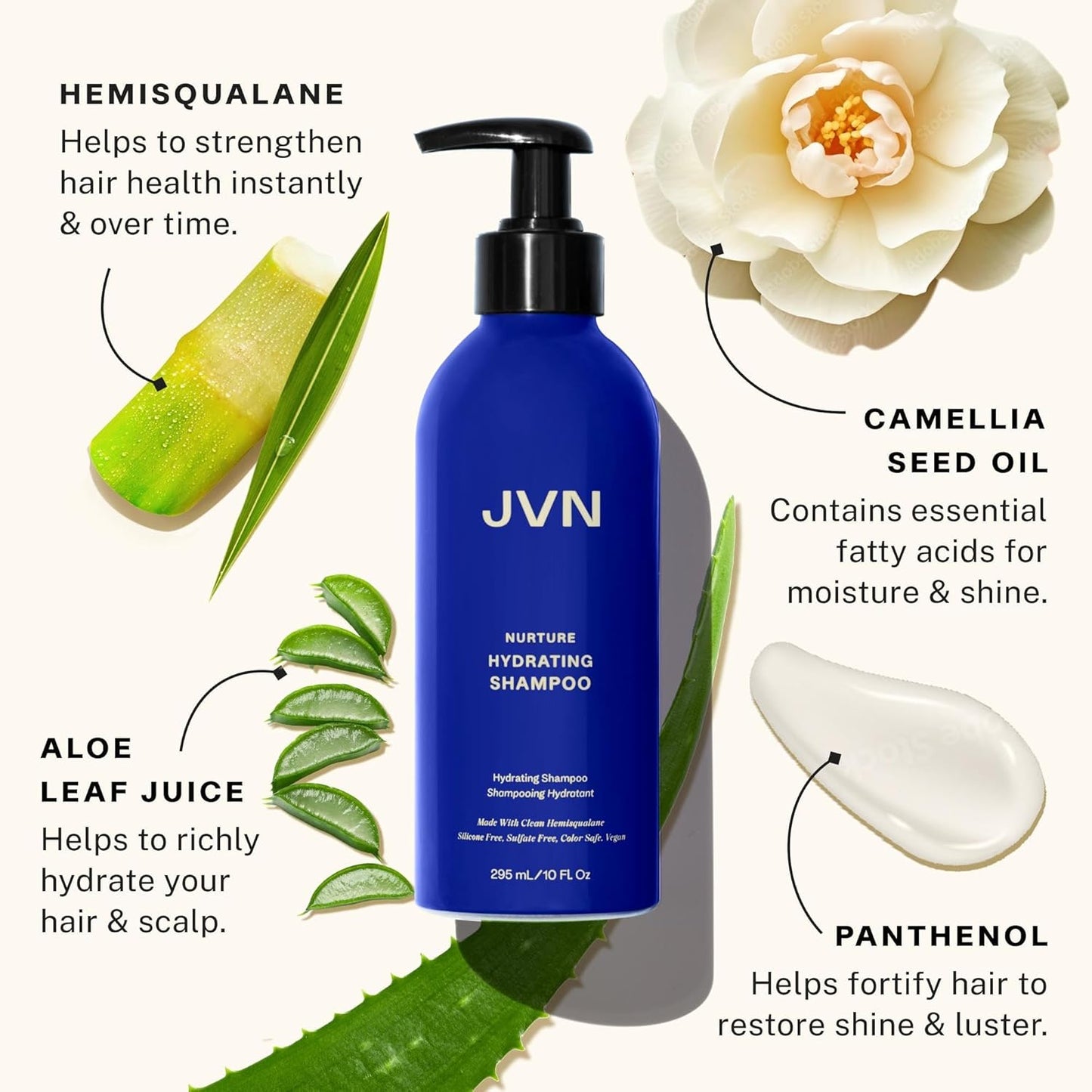 JVN Nurture Hydrating Shampoo and Conditioner Set, 20 Fl Oz, Detangles & Softens Hair, Moisture and Deeply Nourishing, Color Safe Hair Care for Women and Men, Silicone and Sulfate Free