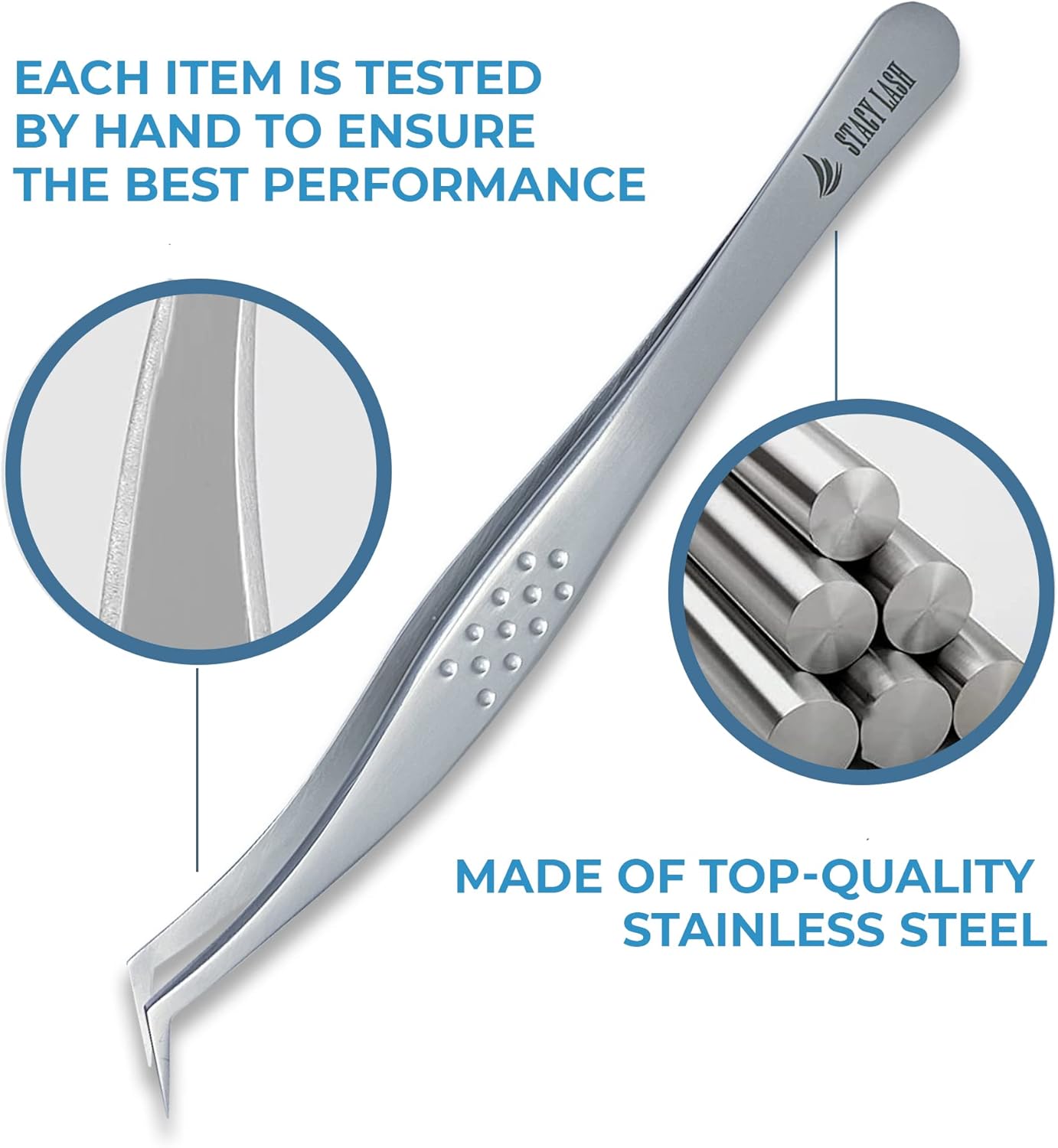 Stacy Lash STL-14 Curved Eyelash Extension Tweezers/Supplies for Classic Extensions & Volume Premade Fans/Precision Tools for False Lashes Application/Eyelashes Applicator/Beauty Accessories