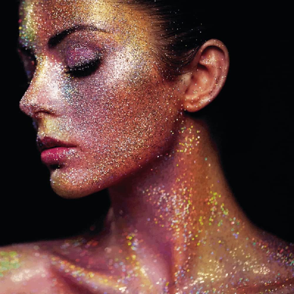 Mysense Rose Gold Body Glitter Gel, Singer Concerts Glitter Makeup, Music Festival Rave Face Eye Hair Accessories, Chunky Glitter Mermaid Sequins, Sparkling Paint for Women, 30g