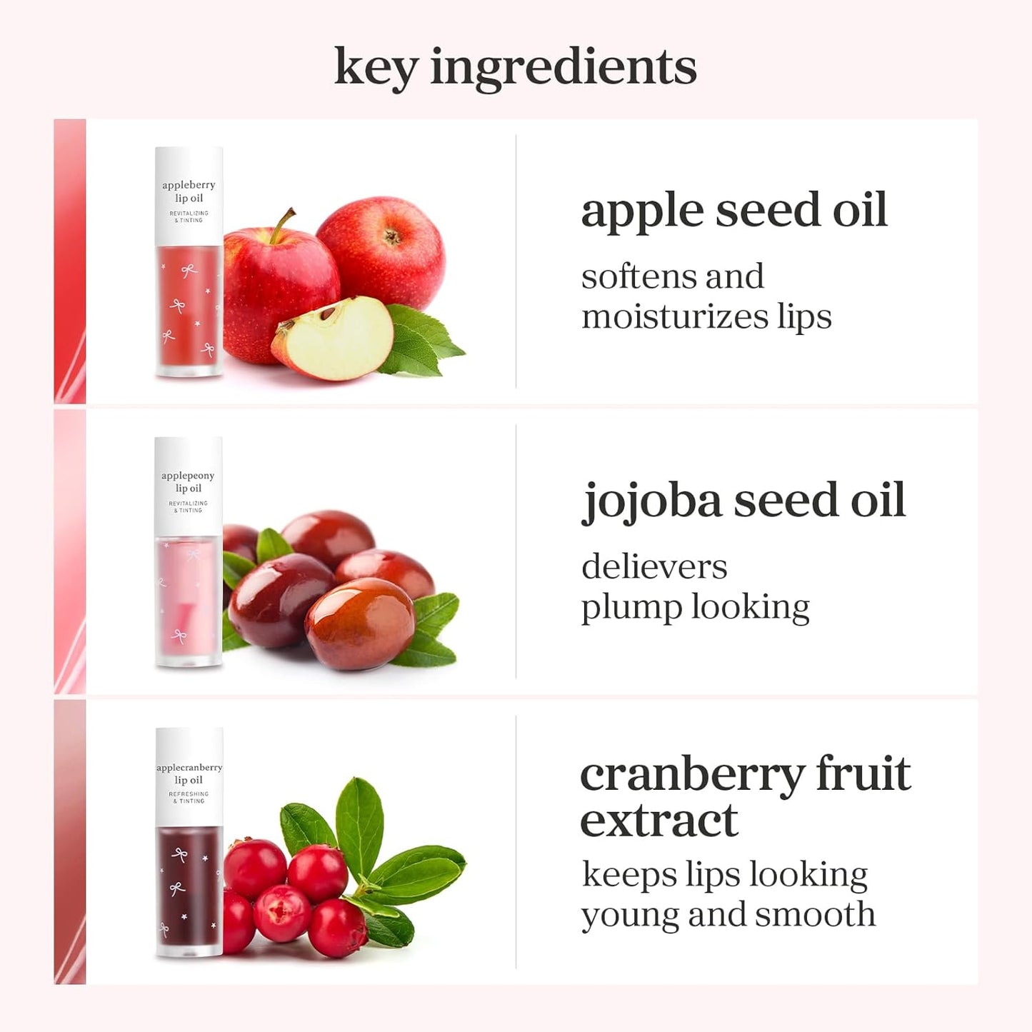 NOONI Korean Lip Oil Gift Set - Apple Seed Lip Oil Trio | Korean Lip Stain Long Lasting Hydration, Moisturizing, Glowing Korean Lip, Plumping, Stocking Stuffers Travel Size Mini Set 0.12 Fl. Oz. x 3ea