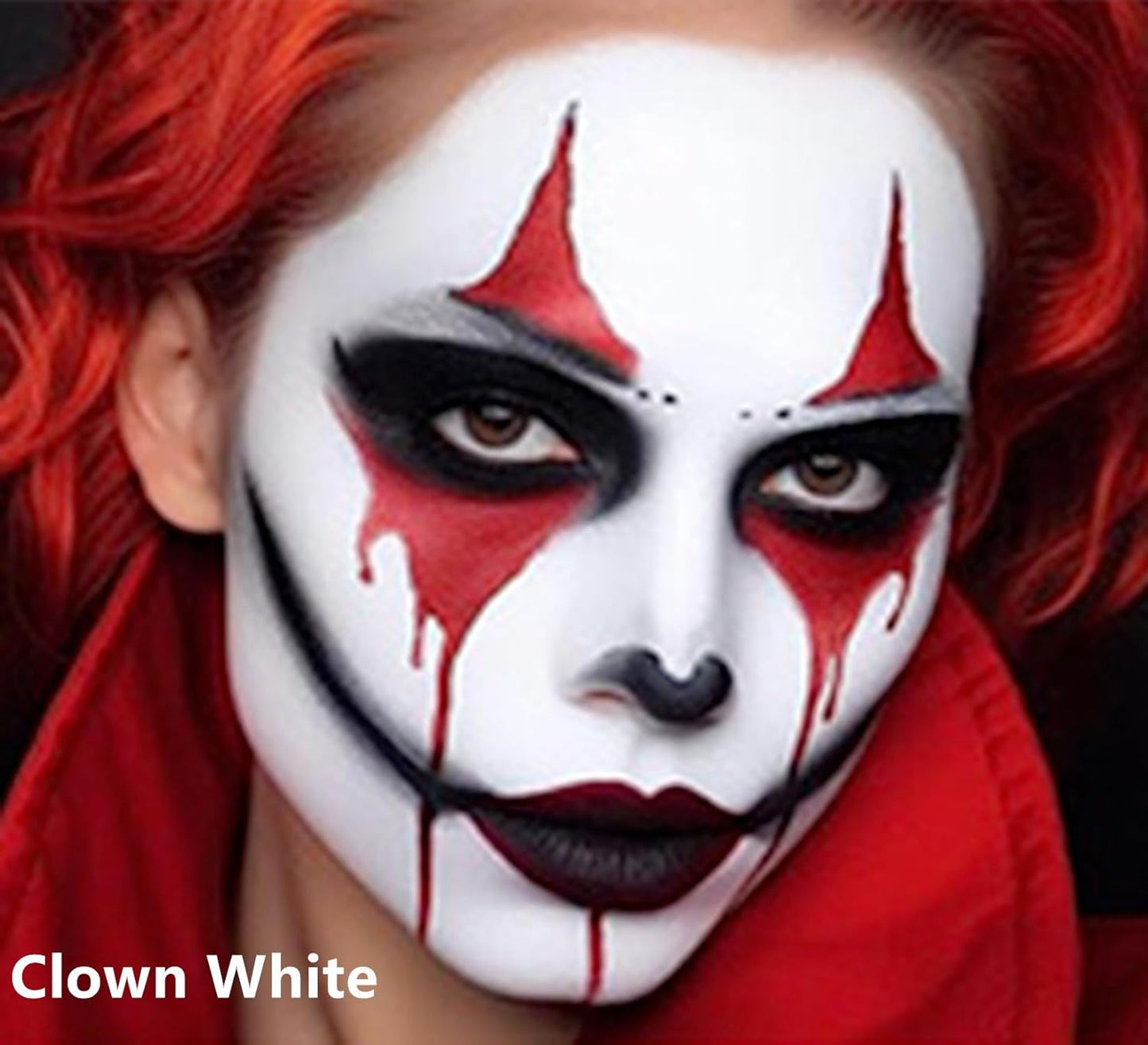 Go Ho Clown White Face Paint Washable,Water Based Cream White Face Body Paint Highly Pigmented,Smooth,Halloween Cosplay SFX Mime Vampire Skeleton Zombie Makeup