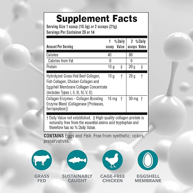 NaturesPlus Collagen Peptides - 0.65 lbs Powder - Hair, Skin, Nail & Joint Health, Immune System Support - Non-GMO, Gluten Free - 28 Servings