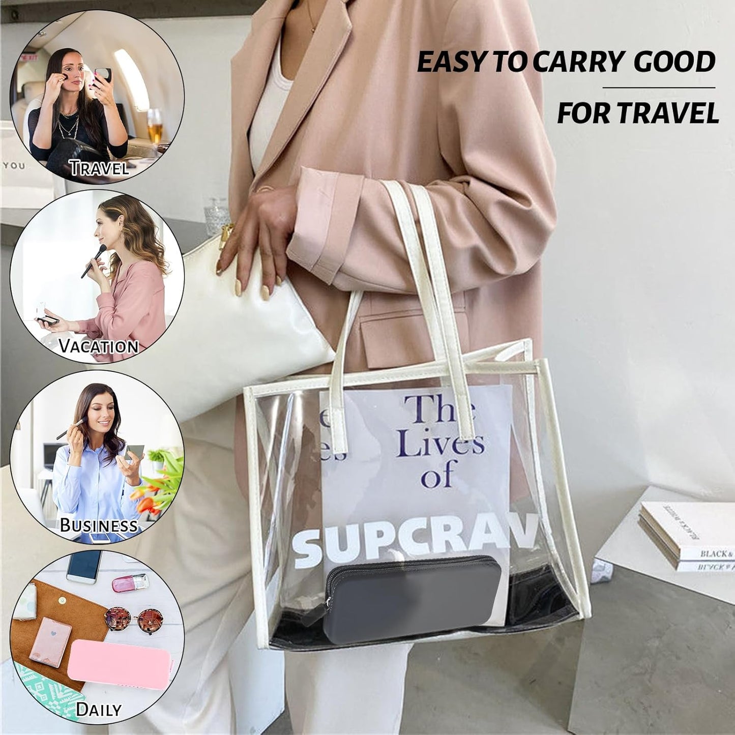 Sakolla Travel Makeup Brush Holder, Silicone Makeup Brush Bag with Zipper Closure, Makeup Brushes Organizer Case Washable Makeup Pouch Holder Case for Daily, Work, Essentials (Black)