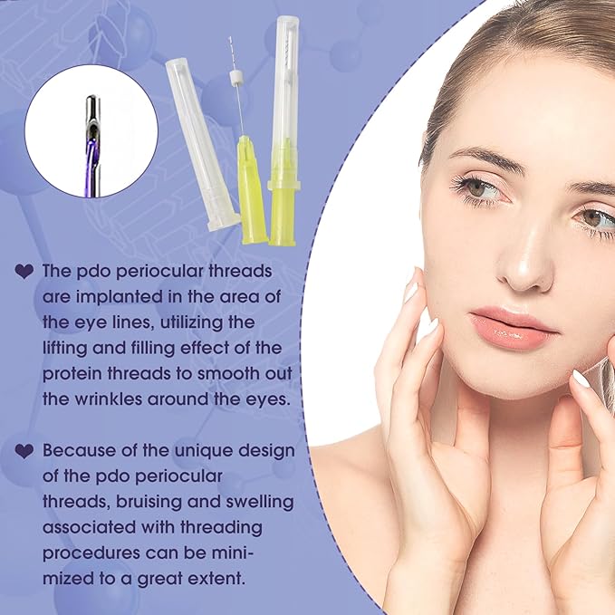 ACADA Pdo Threads for Eye Lift Face Lift Pdo Screw Threads for Eyes lift 30G25mm 40Pcs B-Type, Pdo Periocular Threads, Pdo Threads Eyes