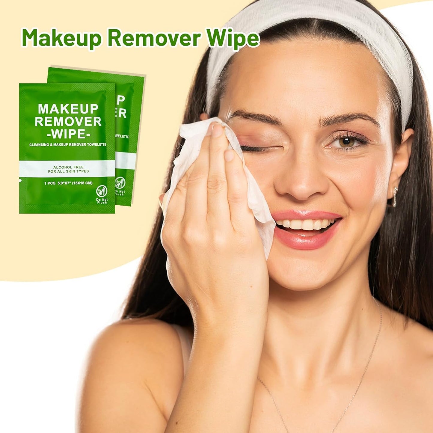50 Count Makeup Remover Wipes Bulk Individually Wrapped, Travel Towelette Makeup Remover Individual Gentle Cleansing for Face Mascara Lipstick Remove Makeup