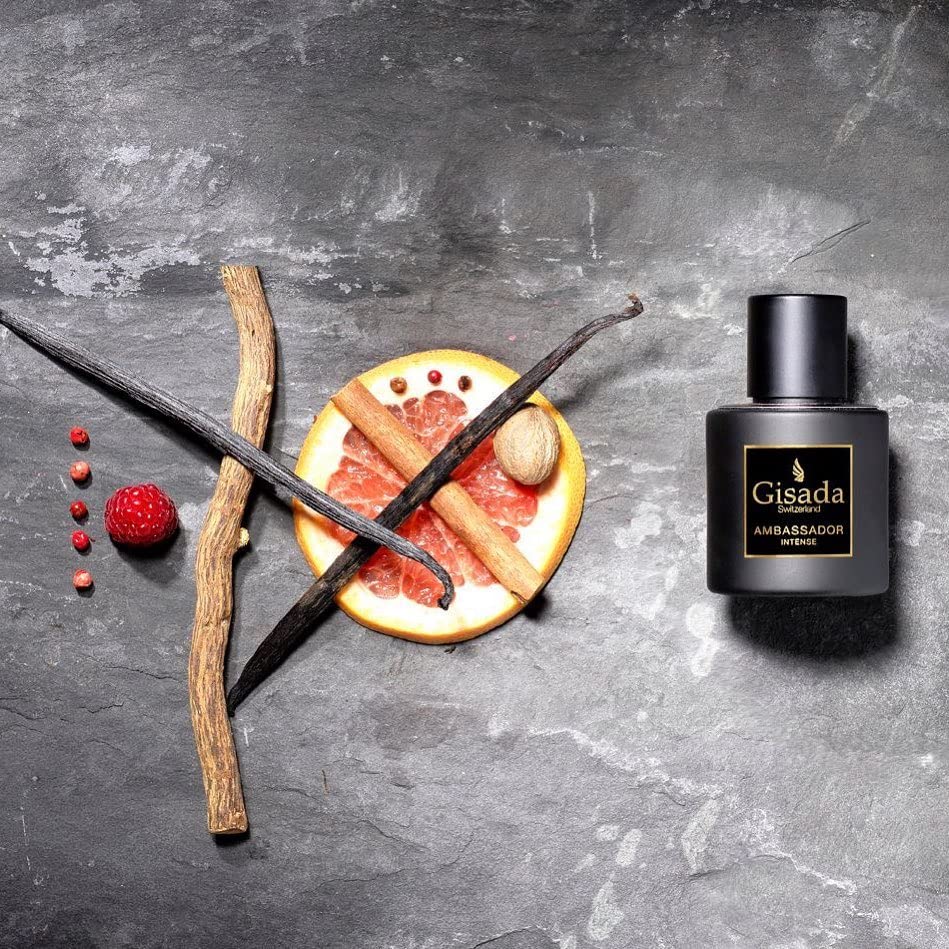 Gisada Ambassador Intense Cologne for Men - Perfume for Men with Strong, Masculine Scent & Classic Fragrance - Lasting Scent with Warm, Citrusy, Spicy, Oriental Notes - Made in Switzerland, 3.3 fl.oz.