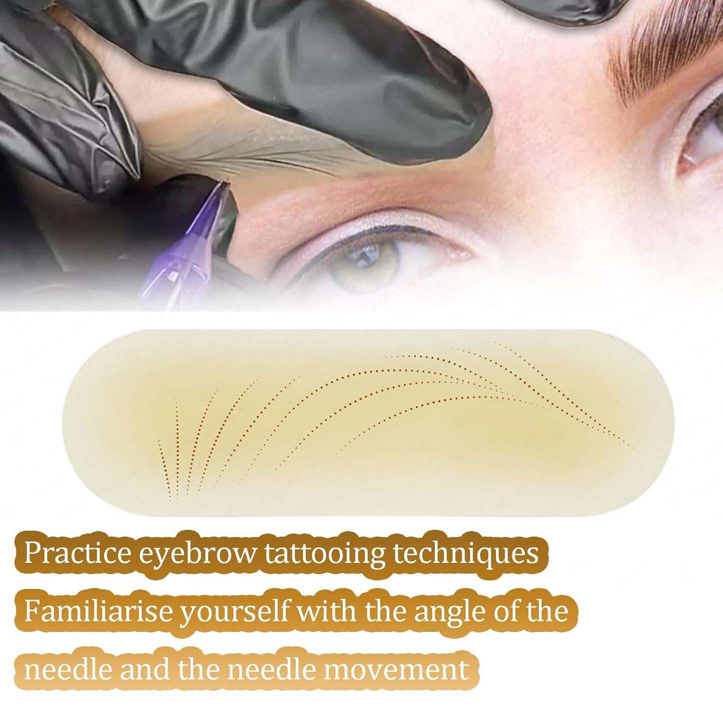 HOINCO 20PCS Eyebrow Practice Tattoo Supplies Fake Skin BrowAid Practice Bandage PMU Silicone Eyebrow Tattoo Conversion Sticker.