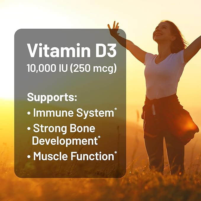 NatureWise Vitamin D3 10,000IU (250 mcg) Extra Strength for Healthy Muscle Function and Immune Support, Non-GMO, Gluten Free in Organic Extra Virgin Olive Oil, Softgel, 90 Count[3-Month Supply]
