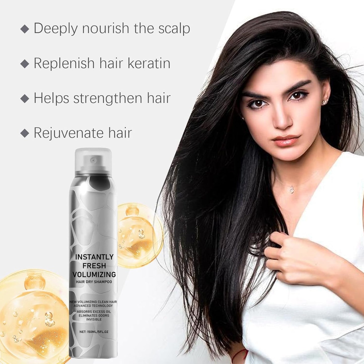 SECONDDAY Volumizing Dry Shampoo Spray for Dark Hair - Instantly Fresh Natural Formula with Added Lift, No White Residue & Travel Size Convenience (3PCS)
