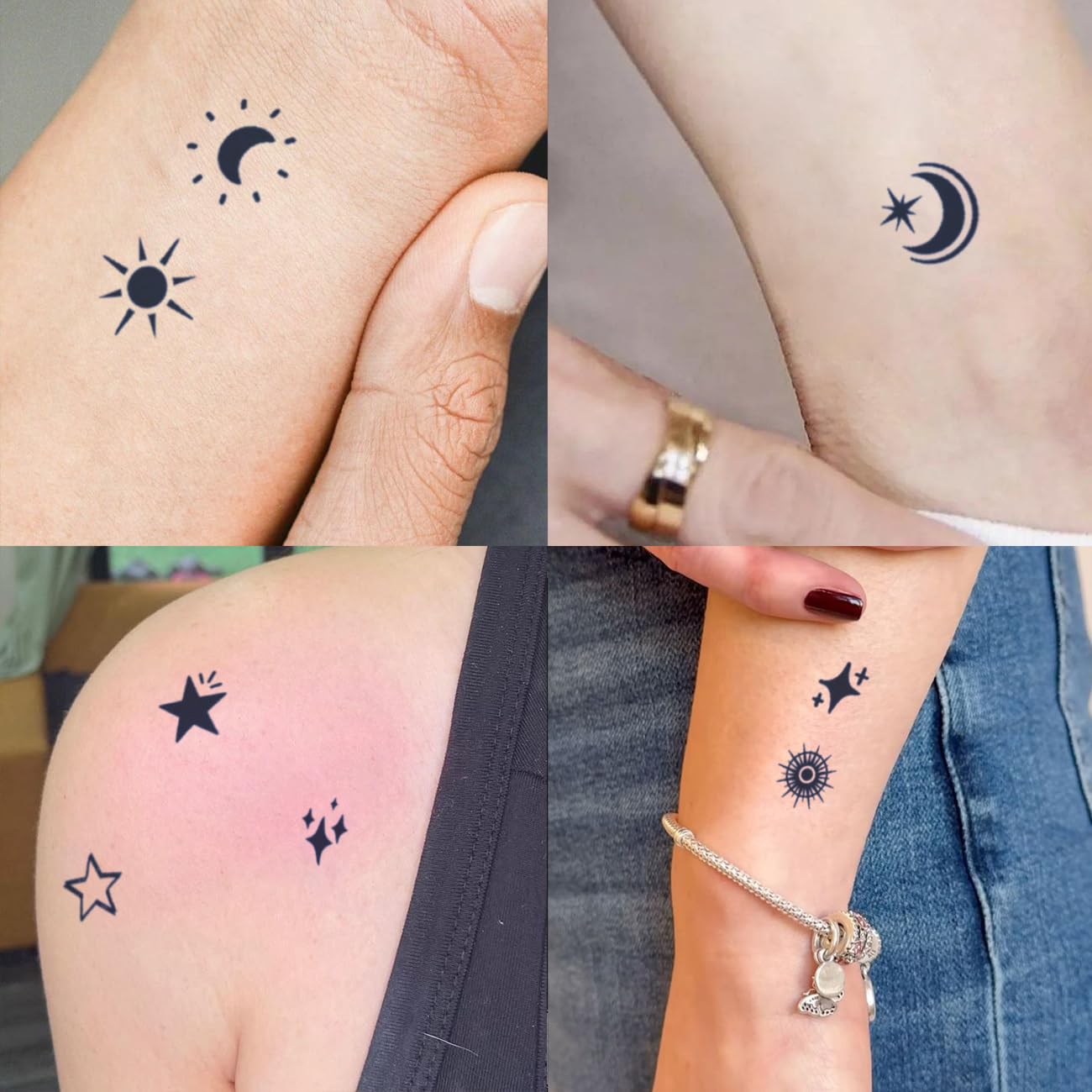 CHARLNET Stars Semi-Permanent Tattoos for Adult - 2 Weeks Long Last Small Fake Tattoos for Women Men Face Finger Neck Body/Fades Naturally/No Reflection/Waterproof/Realistic