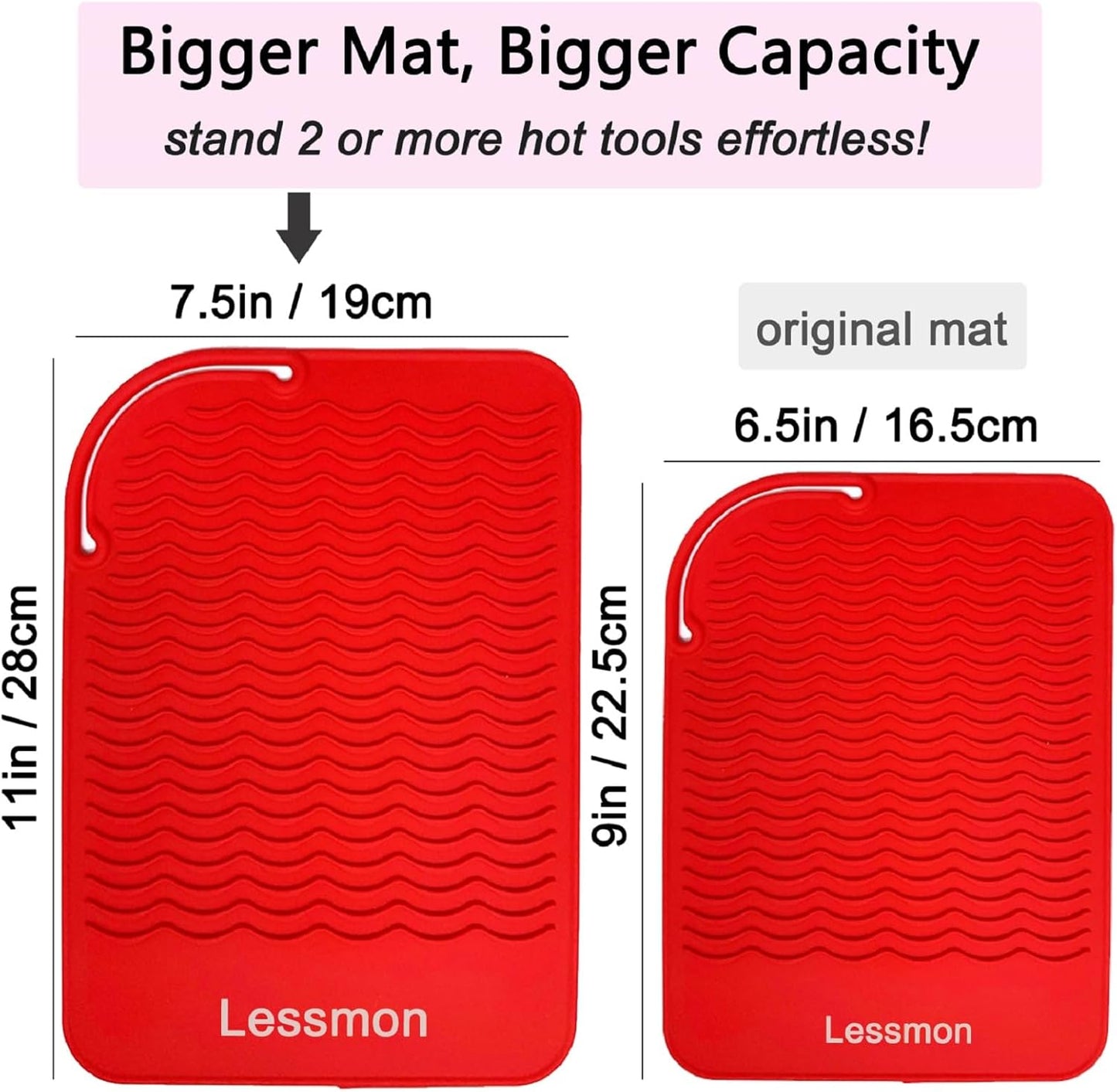 Large Heat Resistant Mat for Curling Irons, Hair Straightener, Flat Irons and Hair Styling Tools 11" x 7.5", Red