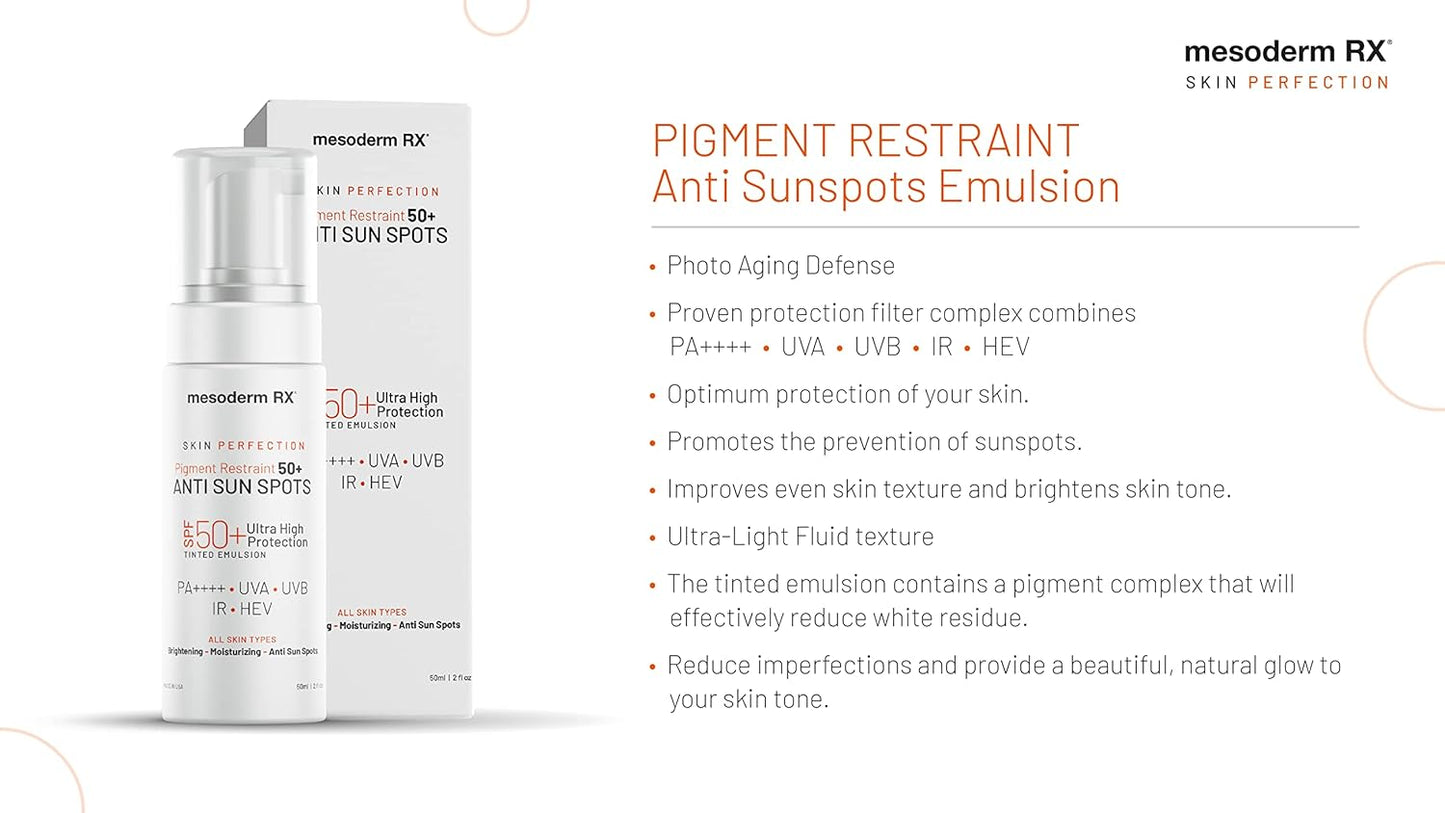 Pigment Restraint Anti Sun Spots Ultra High Protection Pigment Control-Protects Skin against Blue Light UVB, UVA, HEV, IR-Facial Sunblock, 50ml