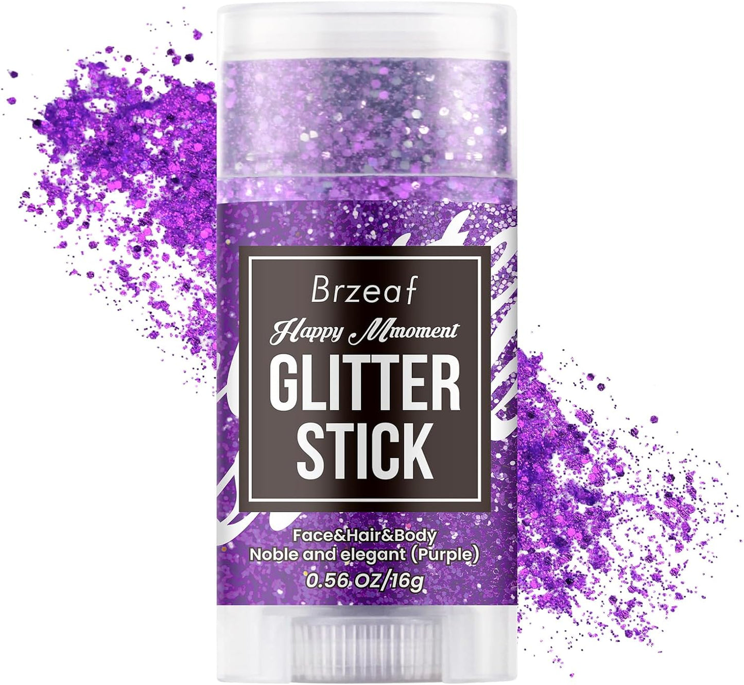 Brzeaf Waterproof Purple Glitter Stick, Not Greasy & Shimmery & Long Lasting, Chunky Glitter for Face/Body/Hair/Eyes, Singer Concert Music Halloween Rave Festival, Glitter Stick Makeup for Women Men