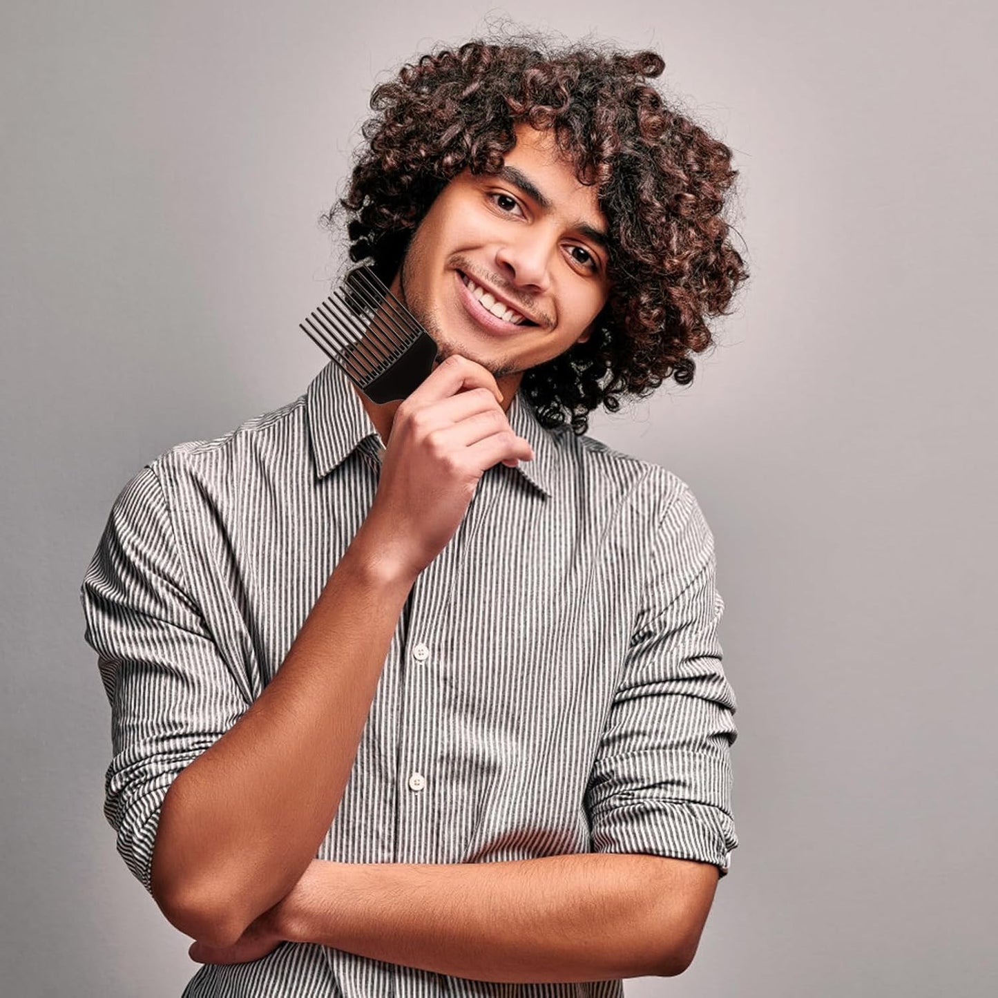 2 Pcs Hair Pick Wide Tooth Lift Hair Comb for Hair Styling Detangling Plastic Afro Pick for Women Men