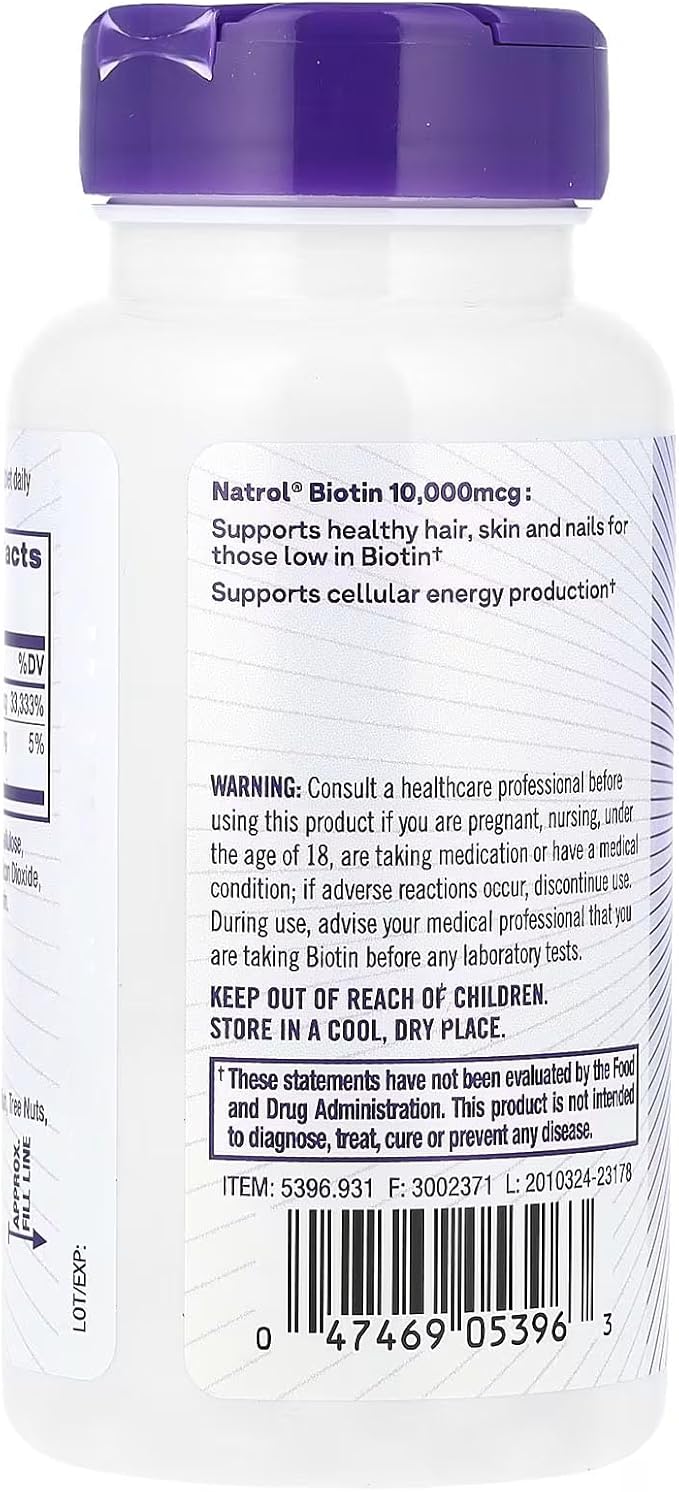 Natrol Biotin Max 10000 Mcg, 100 Tablets