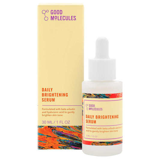 Good Molecules Daily Brightening Serum - Hyaluronic Acid Serum with Beta Arbutin to Target Dark Spots - Brightening and Anti-Aging Skin Care for Face