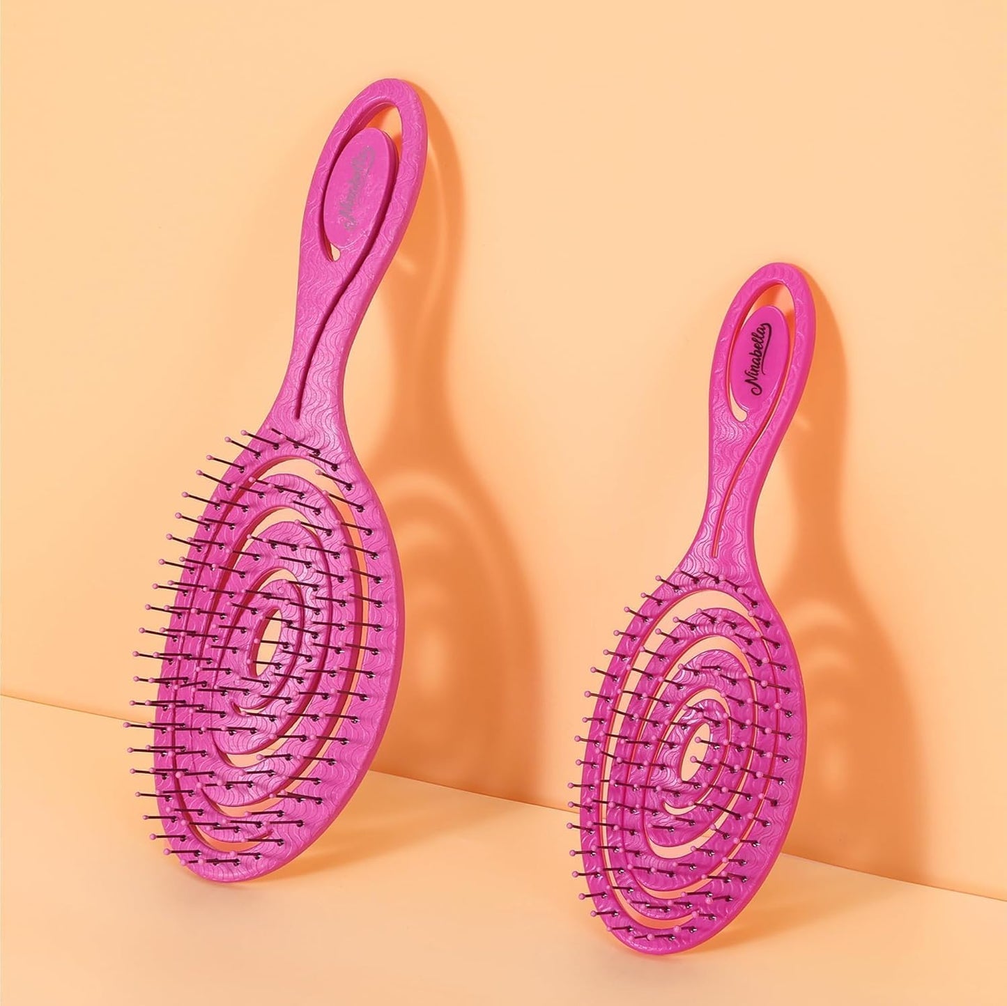 Ninabella Spiral Hairbrush - Detangle Hair Brush - For Brushing Wet or Blow Dry Hair - Detangler Vent Brush - Hairbrushes for Travel - Pink