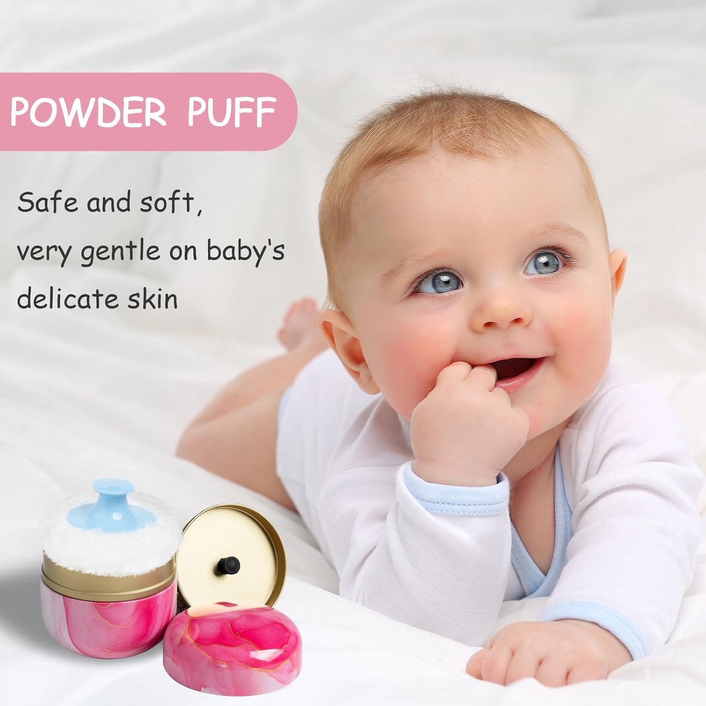 Powder Puff and Powder Container for Body Dusting Powder Case with Puff for Baby and Women,Loose Powder Containers with Puff for Travel (Glacier pink1.0)