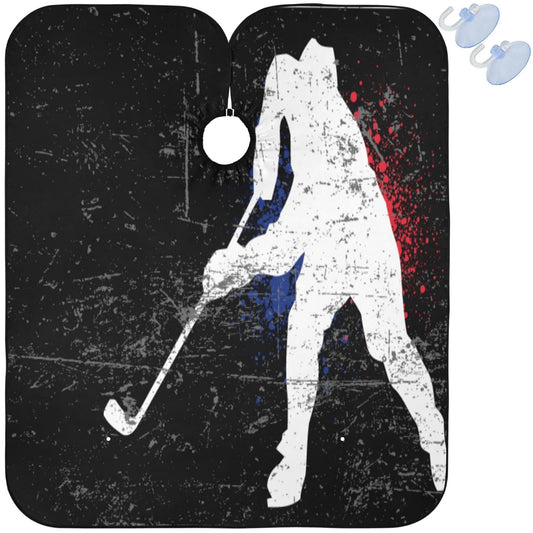 visesunny Barber Cape Hockey Poster Polyester Hair Cutting Salon Cape Apron Anti-Static Haircut Water-Resistant Shaving Cloth Beard Shaving Bib Hairdressing Cape