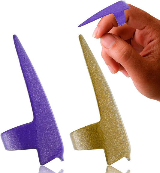 2pcs Quick Hair Braids Parting & Sectioning Rings - Stainless Steel Stitch Braid Tool Finger for Durable Dreadlocks Wig & Installation of Human Hair Extensions Braiding Tools (Purple, Gold)