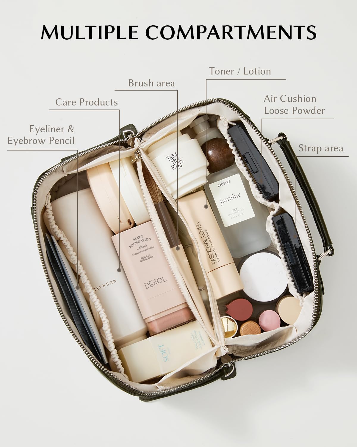 EACHY Travel Makeup Bag,Large Capacity Cosmetic Bags for Women,Waterproof Portable Pouch Open Flat Toiletry Bag Pattern Makeup Bag