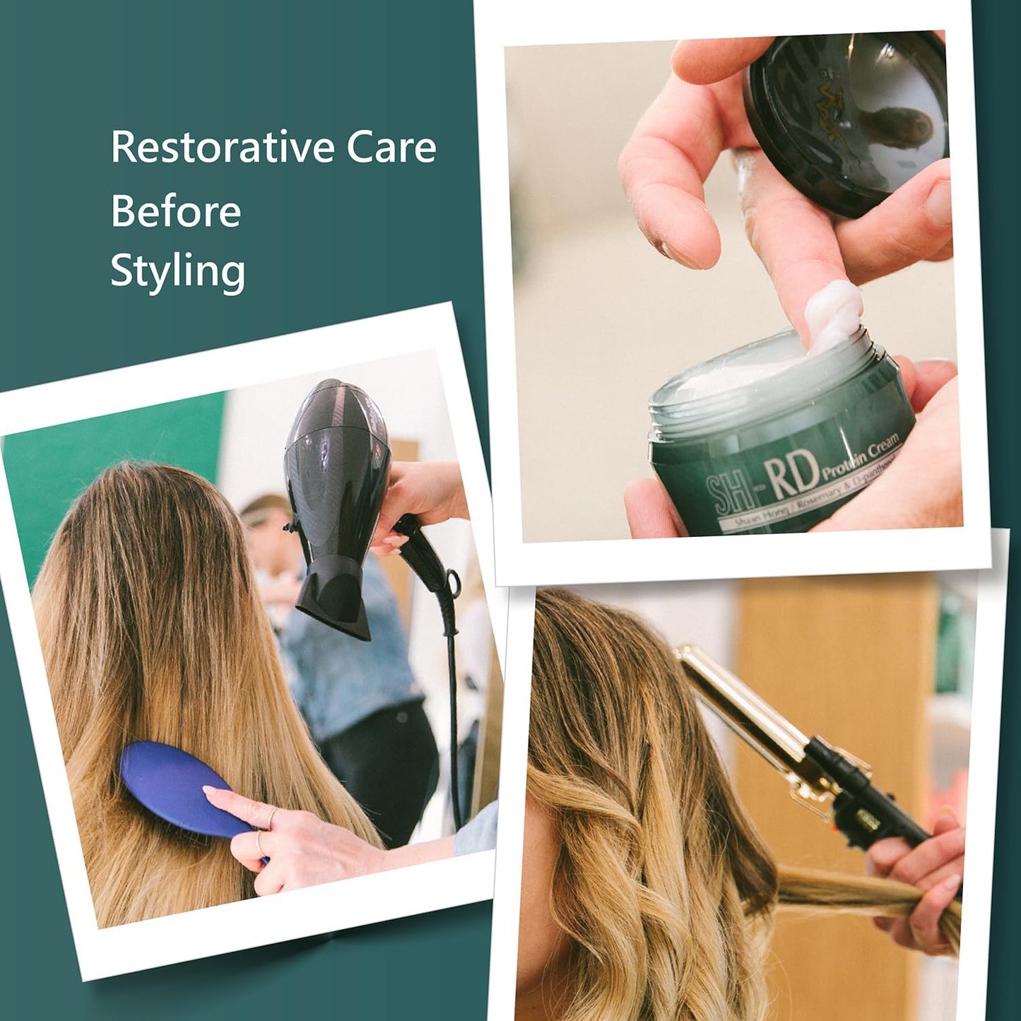 SH-RD Protein Cream for Dry Damaged Hair, 2.71oz/80ml - Leave-In Conditioner with Rosemary Extract, Hydrolyzed Silk Protein to Restore, Revitalize and Repair Split Ends for All Hair Types