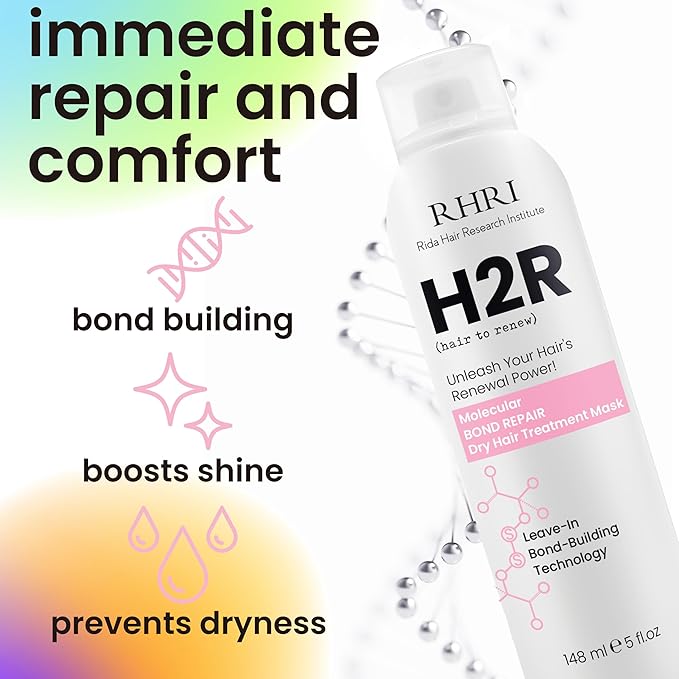 RHRI H2R ANTISOCIAL Molecular Bond Building Dry Hair Treatment Mask Spray, Dry Hair Mask Spray Aerosol, Time Realease Bond-Building Dry Hair Mask, Repair + Soften + Shine, Dry
