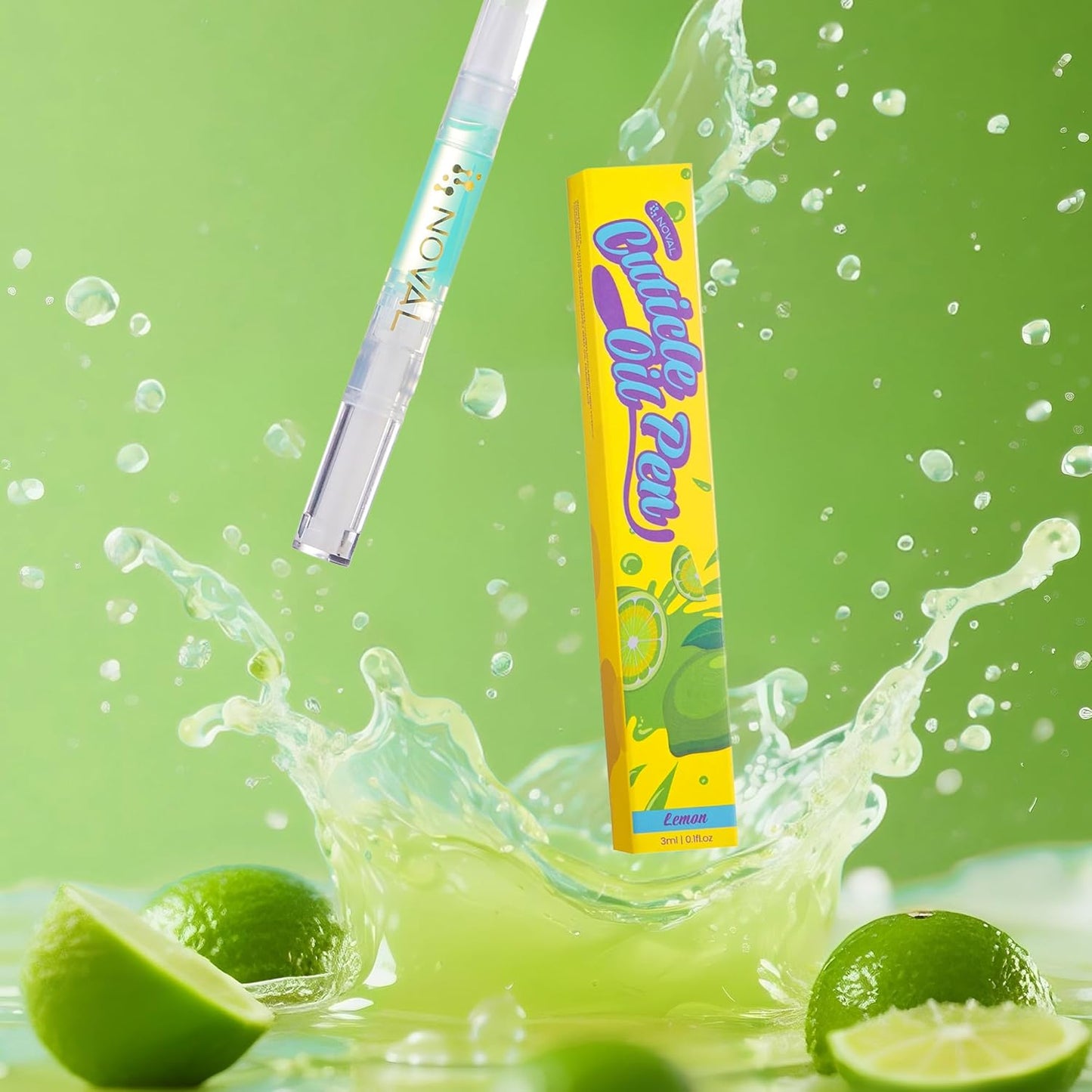 NOVAL Cuticle Oil Pens for Nails – Moisturizing & Fast Absorption, Non-Greasy, Lime Scent, 6PCS