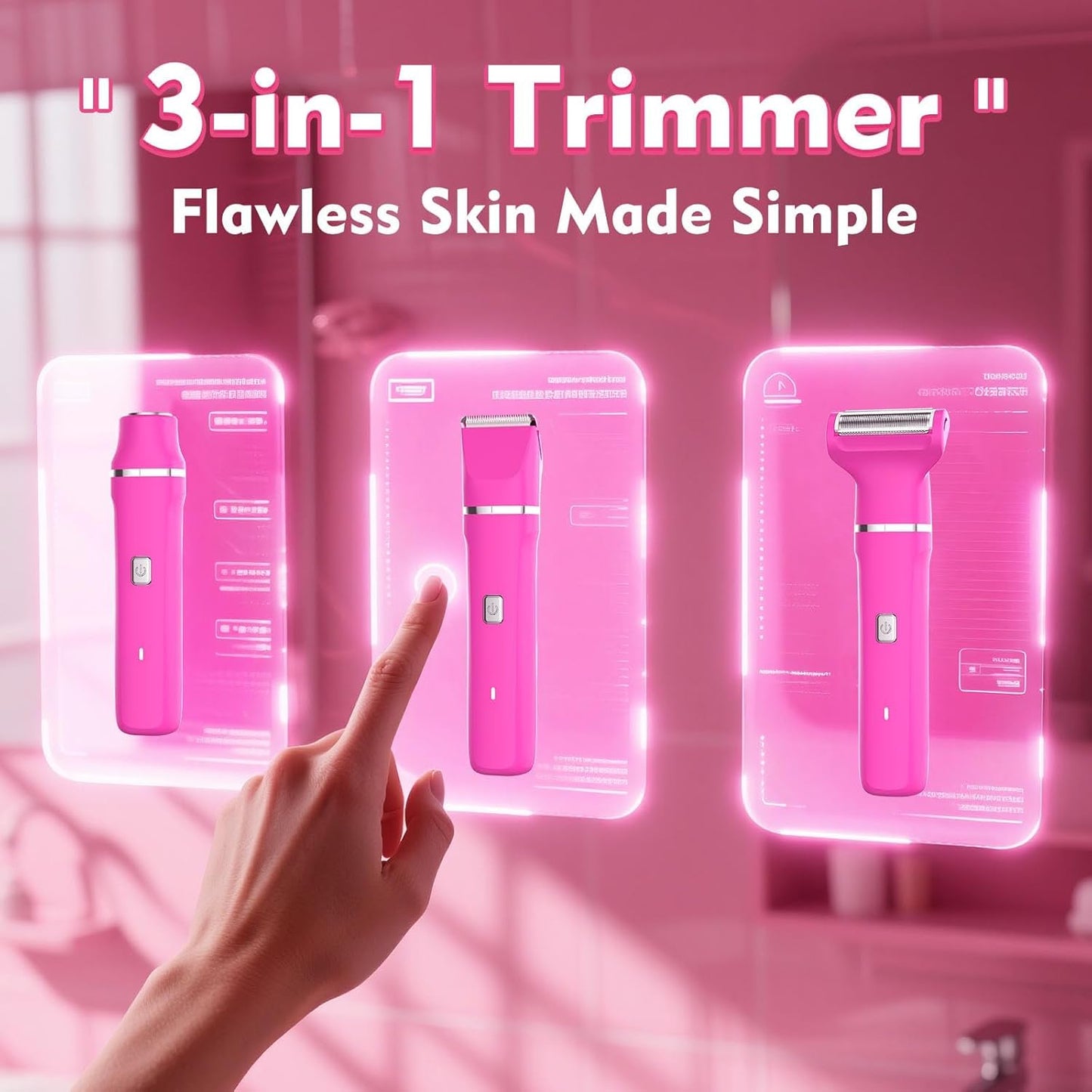 Electric Bikini Trimmer for Women Gifts for Her - 3-in-1 Rechargeable Waterproof Shaver Razor, Cordless Pubic Hair Remover, Precision Groomer Painless Portable Wet Dry Personal Care Tool