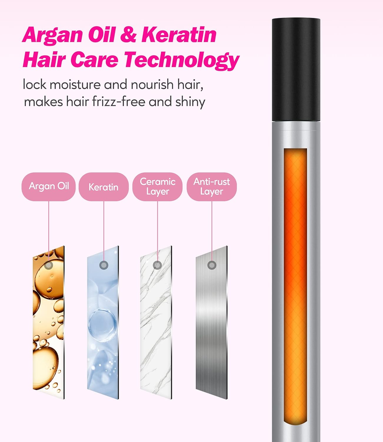 FARERY Small Curling Wand, 3/8 Inch Curling Iron for Short & Long Hair, Ceramic Small Barrel Curling Iron with Argan Oil & Keratin Infused, 30s Fast Heat Up, 12 Adjustable Temperature, Glove Included