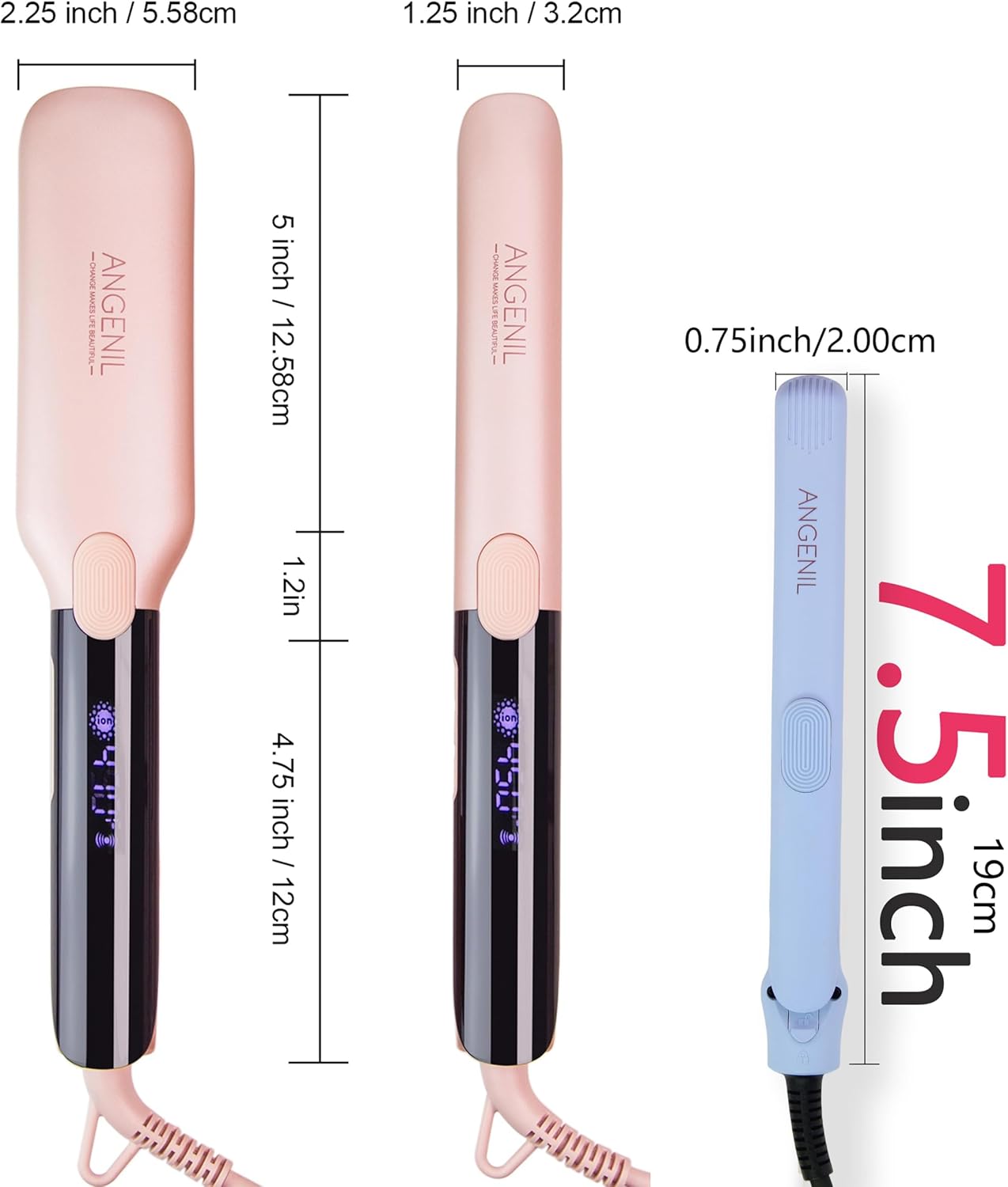 ANGENIL Pro Titanium Ceramic Mini Flat Iron for Short Hair,0.7 Inch Dual Voltage Travel Size Small Flat Iron,Suitable for Short Hair, Bangs, and Fine,20S Fast Heating 3 Temp (280℉- 320℉ -380℉)