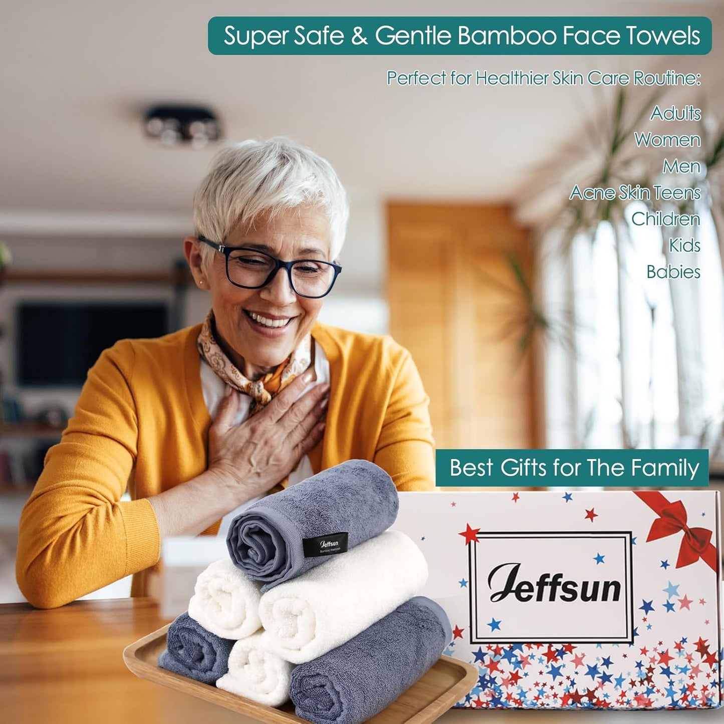 Wash Cloths 6 Pack, Super Soft and Gentle Face Towel on Sensitive Skin, Reusable Makeup Remover Eraser, 13x13 inch Large Washcloths for Face and Body, Easy to Clean Slate Blue Facial Cleaning Cloths