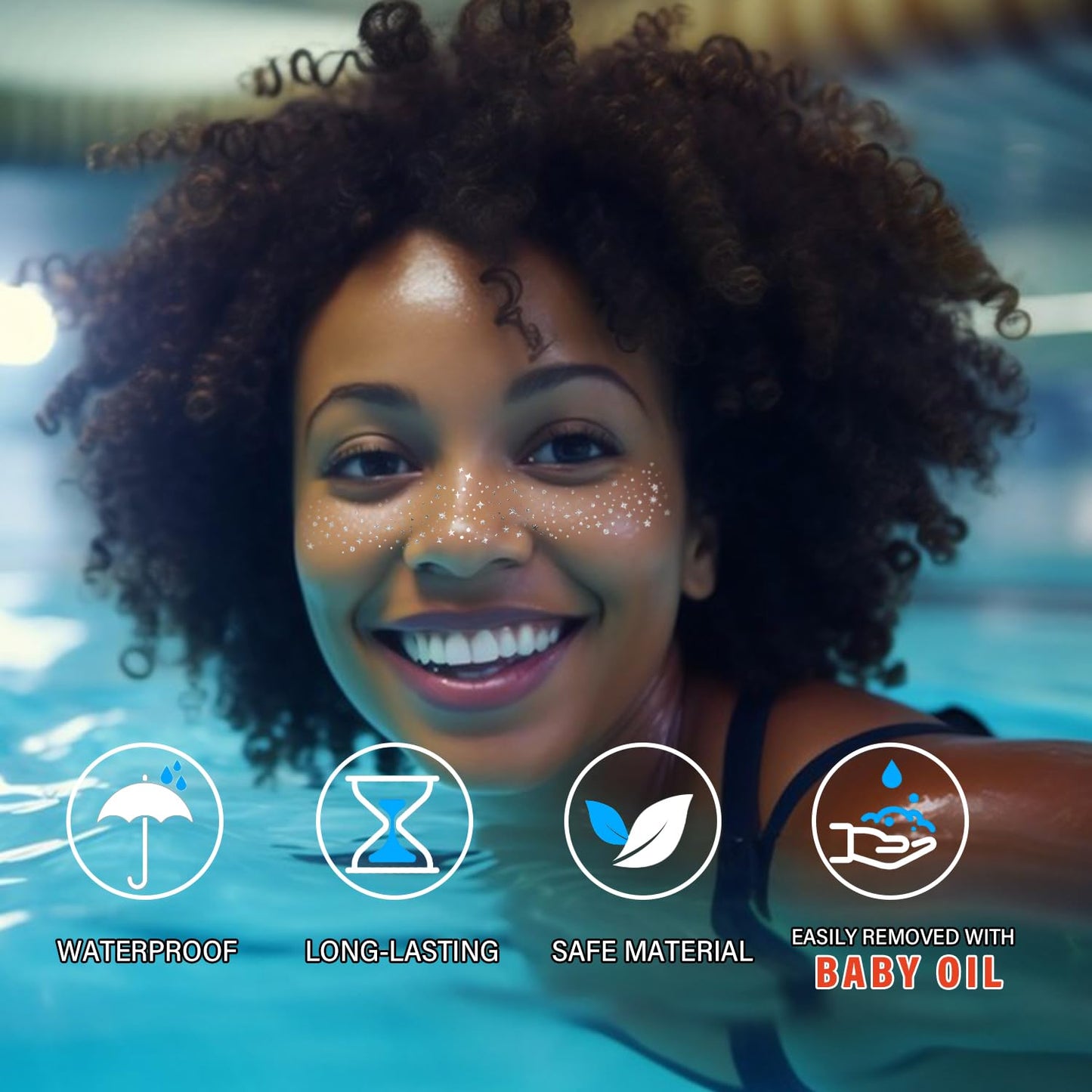 8 Pcs Silver Face Makeup Patches, Silver Glitter Freckles Face Tattoo, Glitter Freckles, Sparkle Makeup Patches, Waterproof Face Glitter Speckles Patches for Women