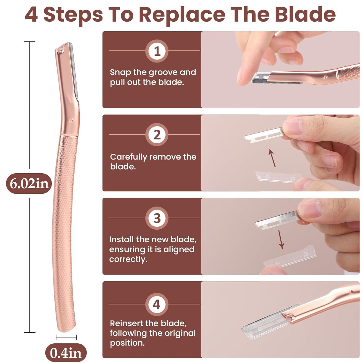 Dermaplaning Tool for Face, Dermaplane Razor for Peach Fuzz with Metal Grip, Professional Eyebrow Razor for Women, Facial Razor for Women Silver (12 Replaceable Blades)