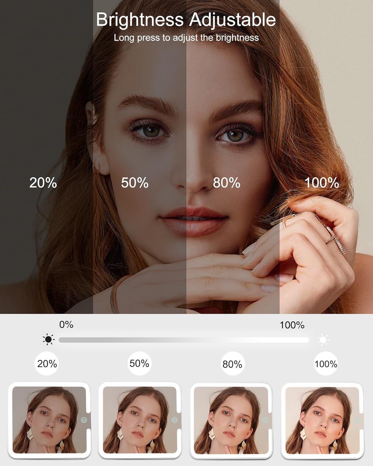 Relavel Makeup Bag with Light Up Mirror, Makeup Case Travel Cosmetic Bags Brush Organizer Storage Box, Rechargeable Vanity Mirror with 3 Color Lights, High Frame Mirror Protection (Black)