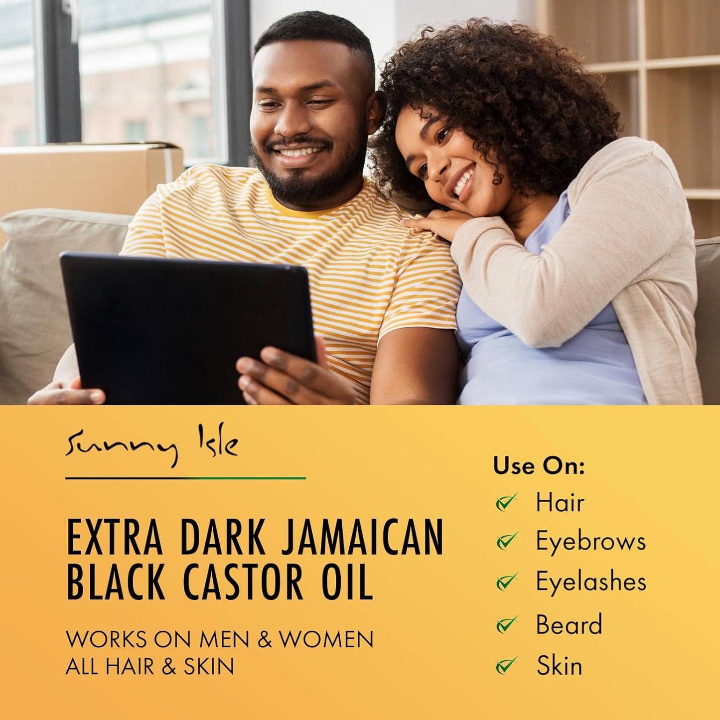 Sunny Isle Extra Dark Jamaican Black Castor Oil 2oz | 100% Natural High Potency Treatment for Hair, Scalp and Skin