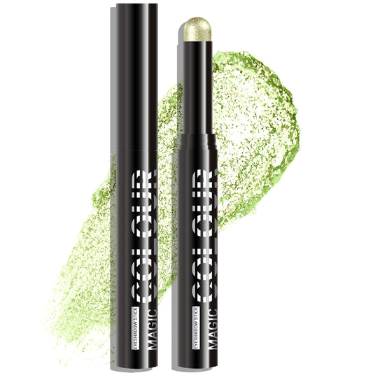 Glitter Eyeshadow Stick - Mint Green Shimmer Long Lasting Cream Eye Shadow Pencil Buildable Sparkling Face Highlighter Makeup, Lightweight Waterproof & Smudge Proof for Easy Application