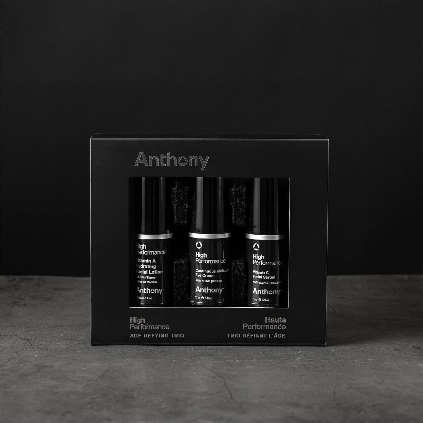 Anthony High-Performance Trio Kit – Eye Cream (0.5 Fl Oz), Vitamin C Facial Serum (0.5 Fl Oz), and Vitamin A Hydrating Facial Lotion (0.5 Fl Oz) – Anti-Aging Skincare for All Skin Types