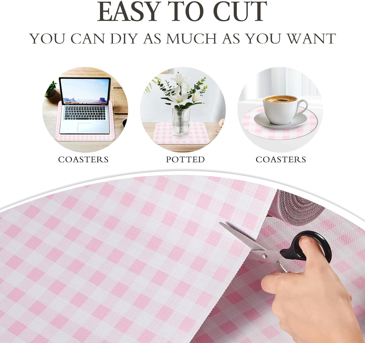 Beautysaid Shelf and Drawer Liner for Kitchen Cabinet, Non Adhesive Non Slip Shelf Paper Waterproof Washable Thickened for Dresser Pantry Shelve Bathroom Protector Liner(Pink Checkered,18 in x 10 FT)