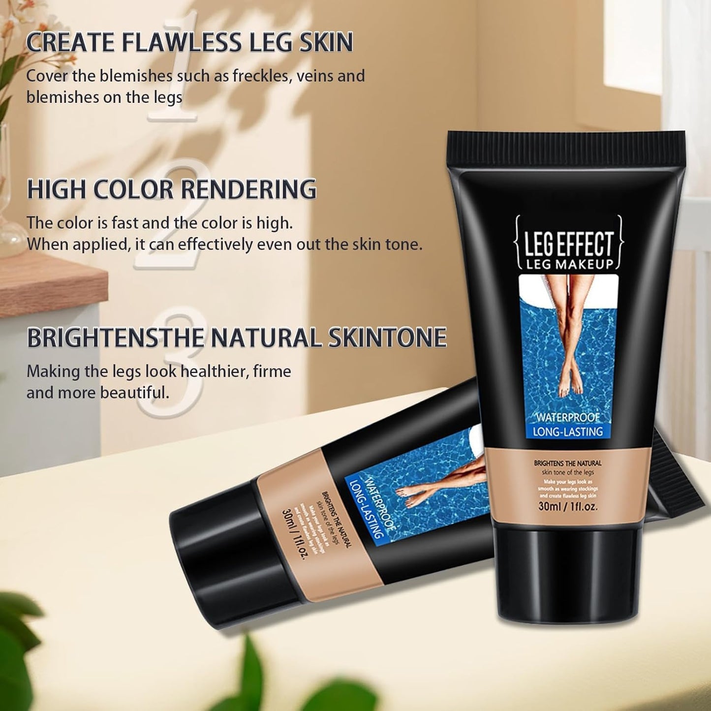 Leg Makeup Waterproof No Transfer,Body Coverage Perfector,Fade the Skin Color of Legs, Effectively Cover the Scars of Legs and Body,Highly Body Concealer (MEDIUM GLOW)