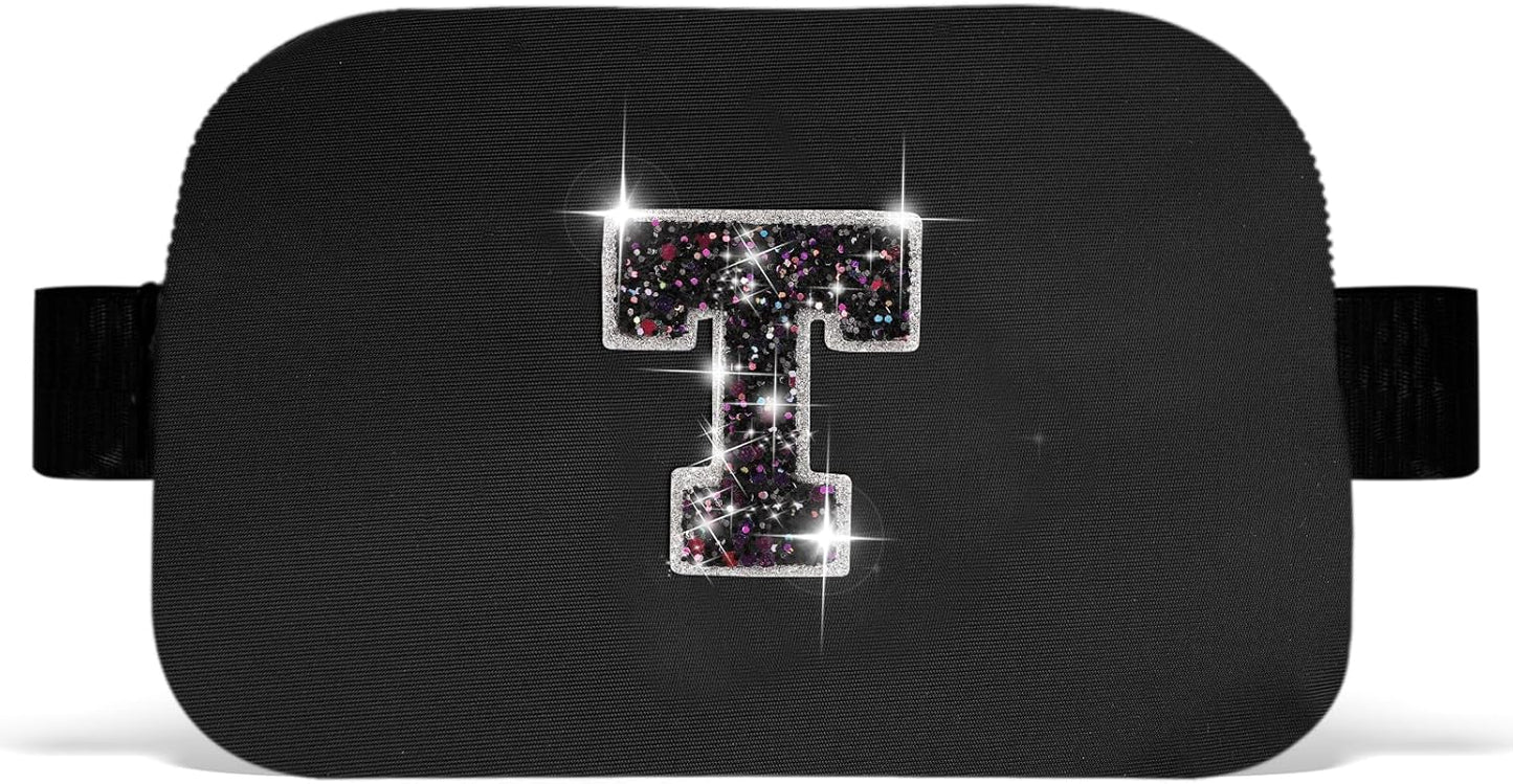 Gifts for Girls & Kids - Birthday Gifts for Daughter & Sister, Essentials for Her, Travel Essentials, Cute Teen Trendy Stuff Waist Packs Belt Bag Crossbody Bag | Black, Initial T