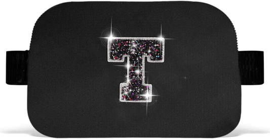 Gifts for Girls & Kids - Birthday Gifts for Daughter & Sister, Essentials for Her, Travel Essentials, Cute Teen Trendy Stuff Waist Packs Belt Bag Crossbody Bag | Black, Initial T