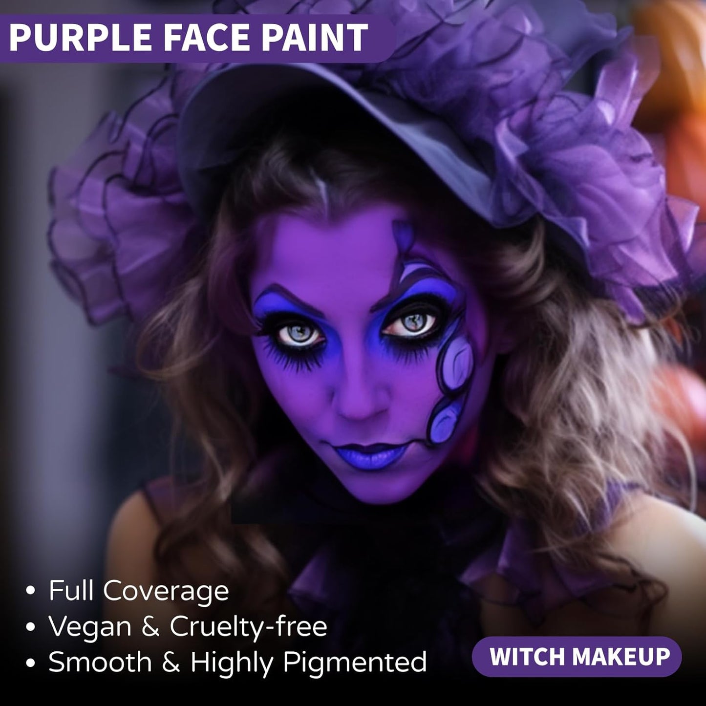 Go Ho Purple Face Paint Stick,Water Based Cream Purple Body Paint Washable,Highly Pigmented,Smooth and Safe for Skin,Halloween Costumes Cosplay SFX Ursula Witch Makeup