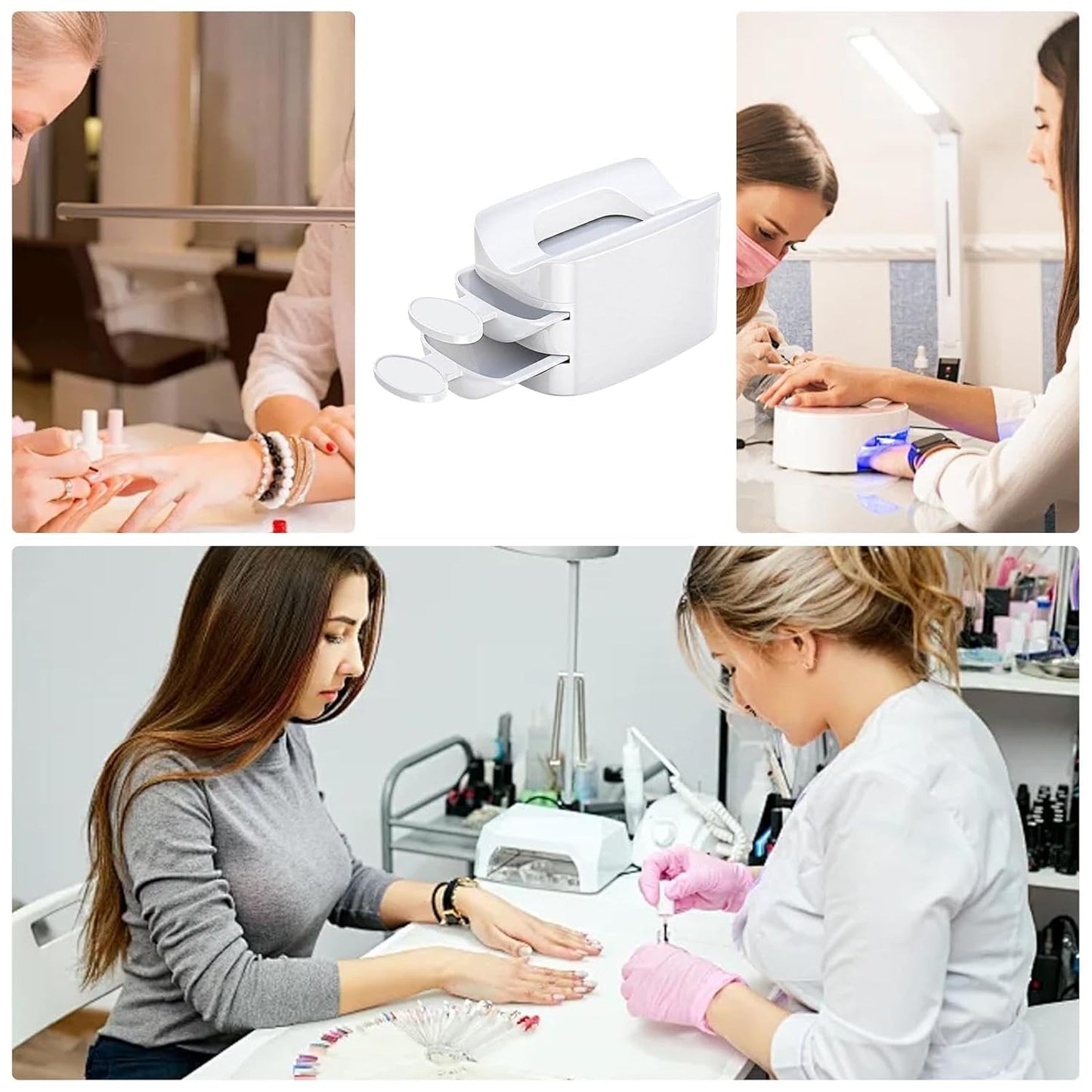 White Nail Powder Recycling Box With Scoop Nail Art Box Nail Art Accessories Makeup Tool Powder Glitter Saver Nail Art Accessories Makeup Tool